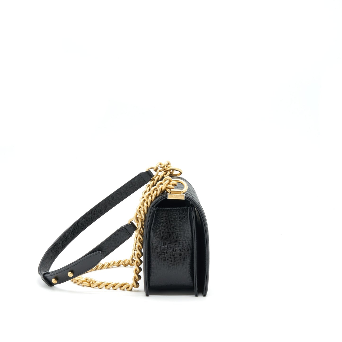 Chanel Medium Boy Bag Caviar Black With Brushed
