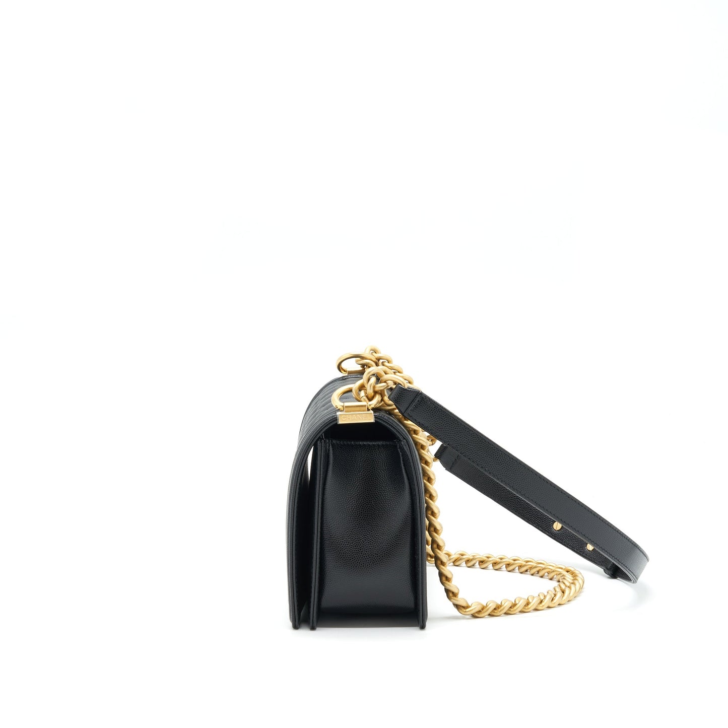 Chanel Medium Boy Bag Caviar Black With Brushed