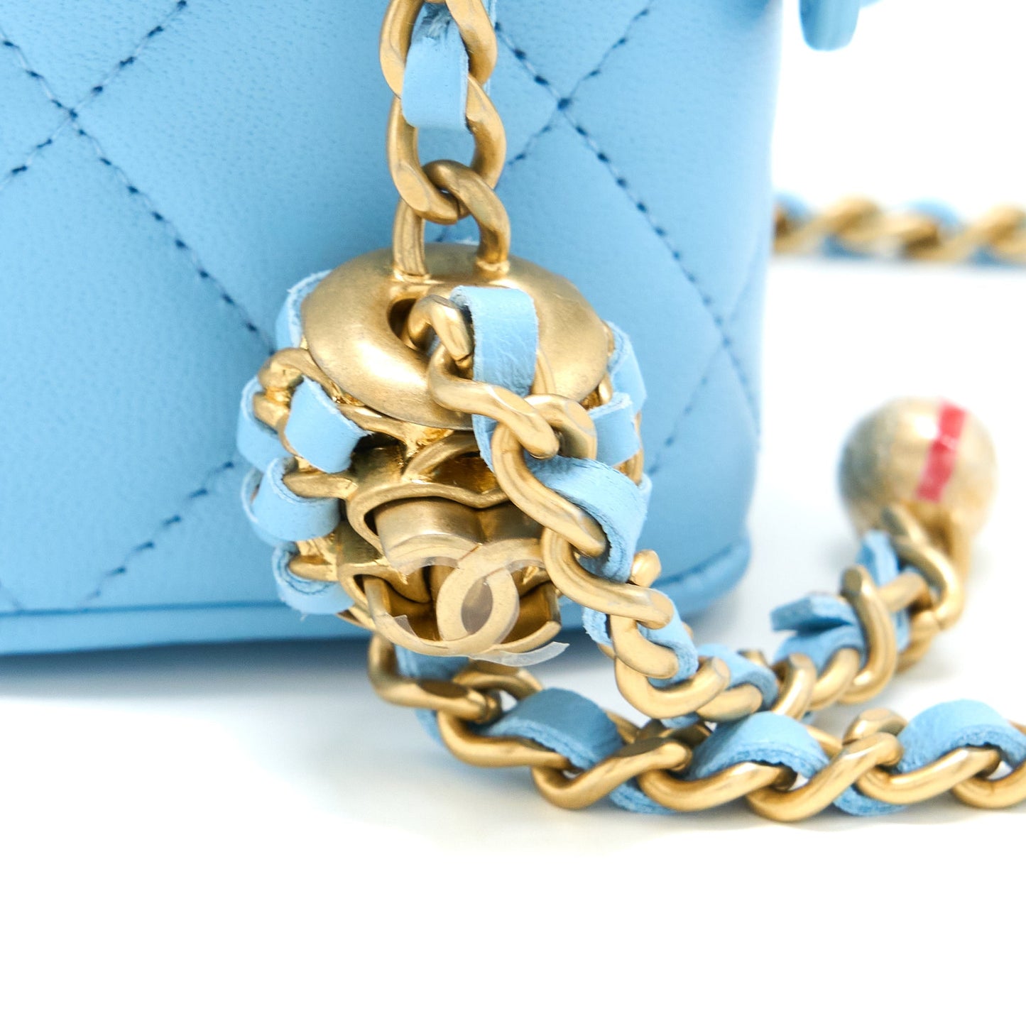 Chanel 22s Pearl Crush Mini Vanity Case Lambskin Light Blue Brushed