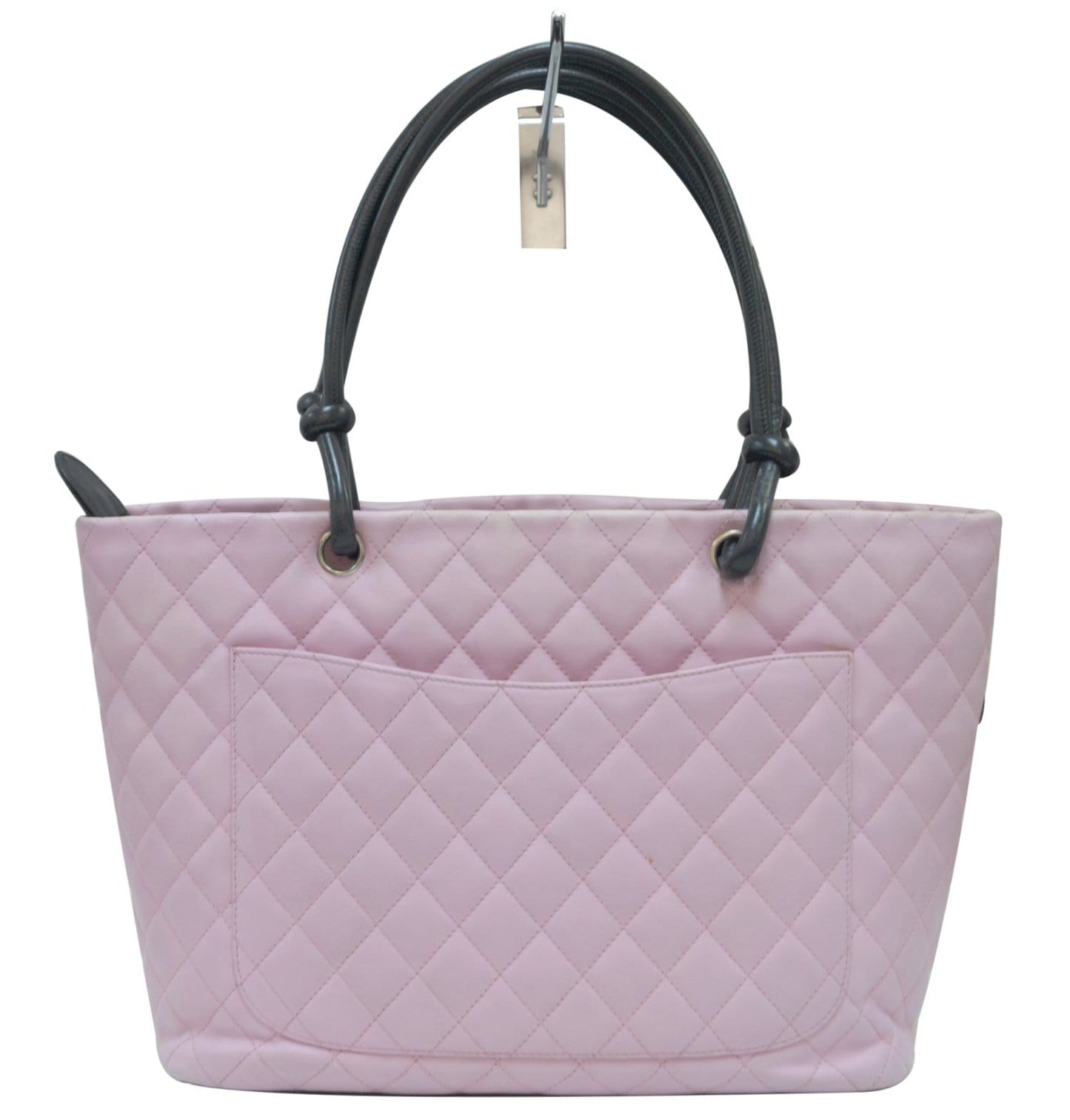 CHANEL Quilted Leather Pink/Black Cambon Tote Bag