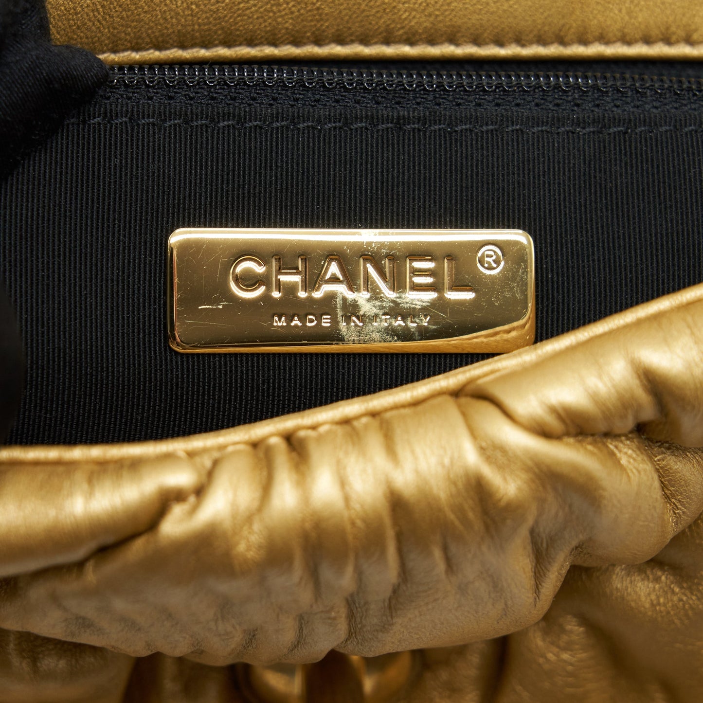 Chanel Small 19 Bag Limited Edition Lambskin Gold With Gold/Silver Hardware