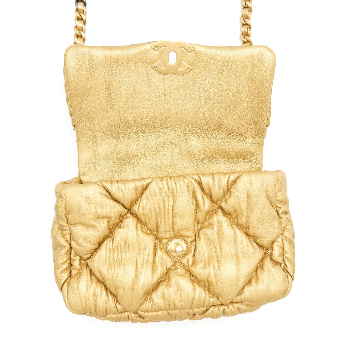 Chanel Small 19 Bag Limited Edition Lambskin Gold With Gold/Silver Hardware