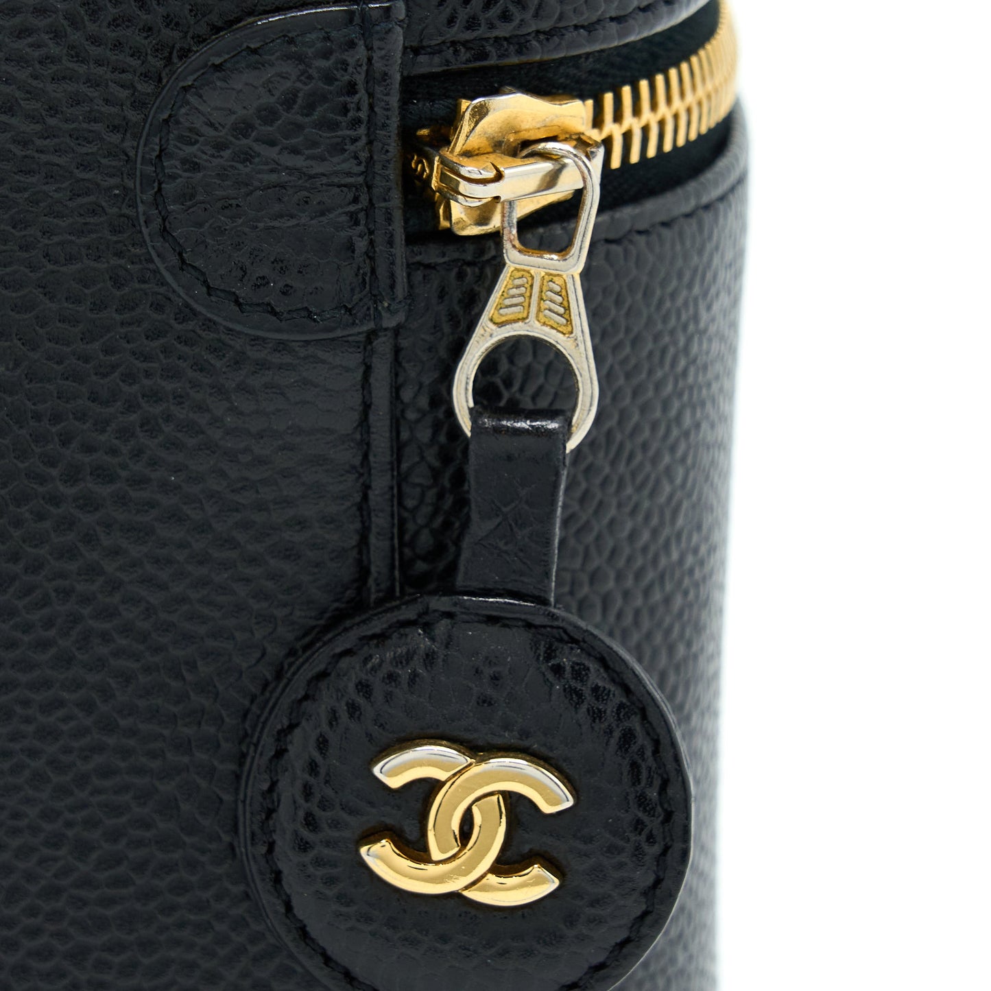 Chanel  Vertical CC Logo Cosmetic Vanity Caviar Black