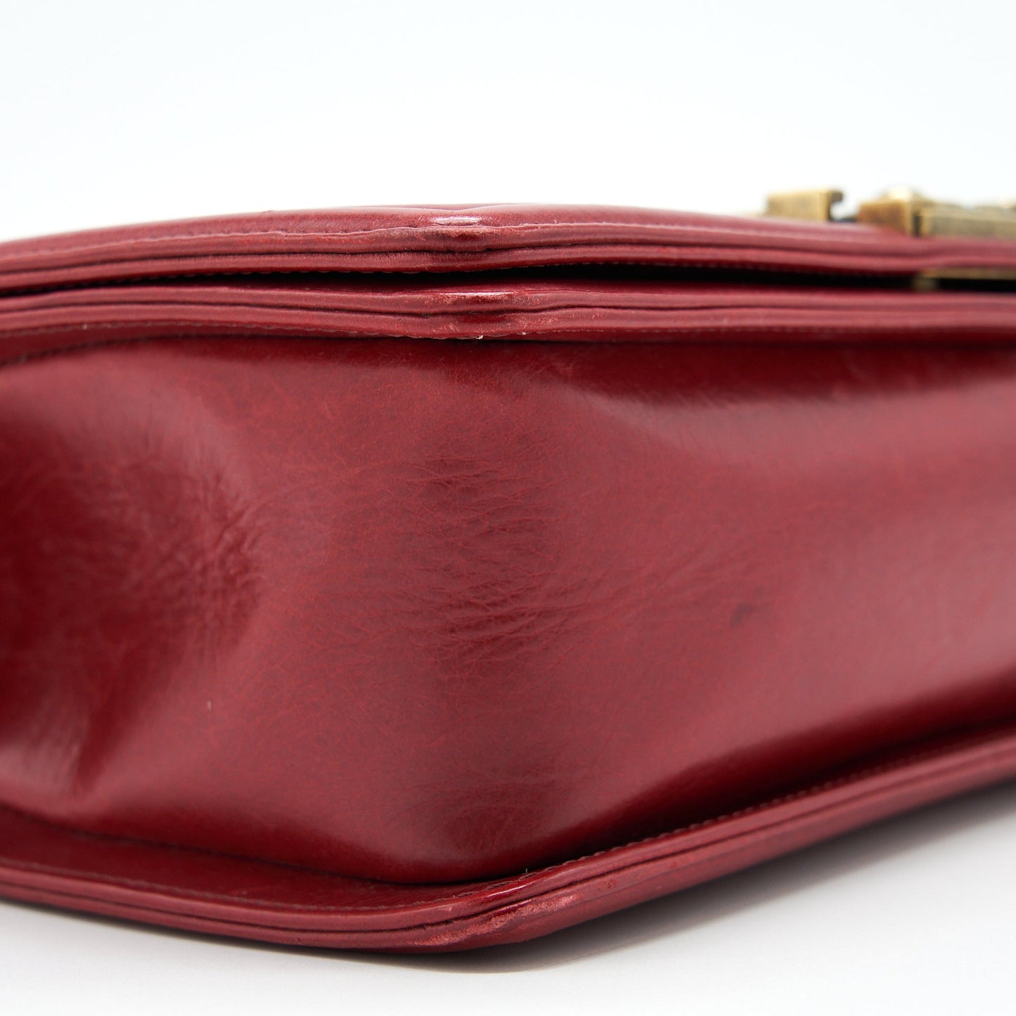Chanel Medium Boy Bag Aged Calfskin Red With Ruthenium