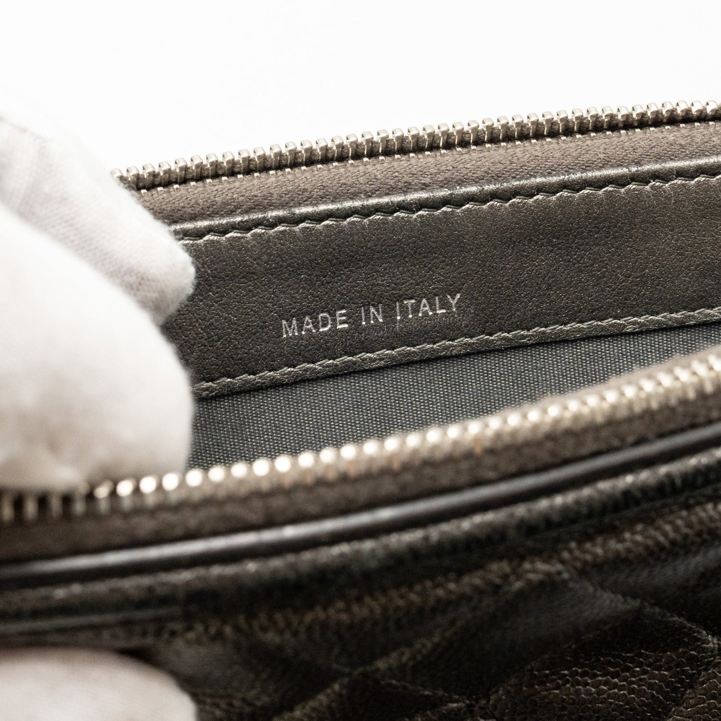 Chanel CC Filigree Double Zip Clutch with Chain Caviar Grey