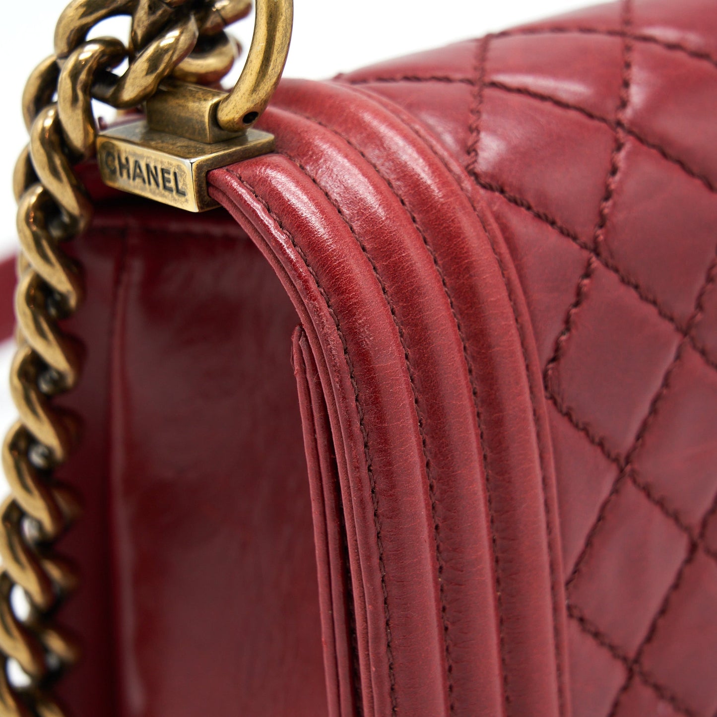Chanel Medium Boy Bag Aged Calfskin Red With Ruthenium