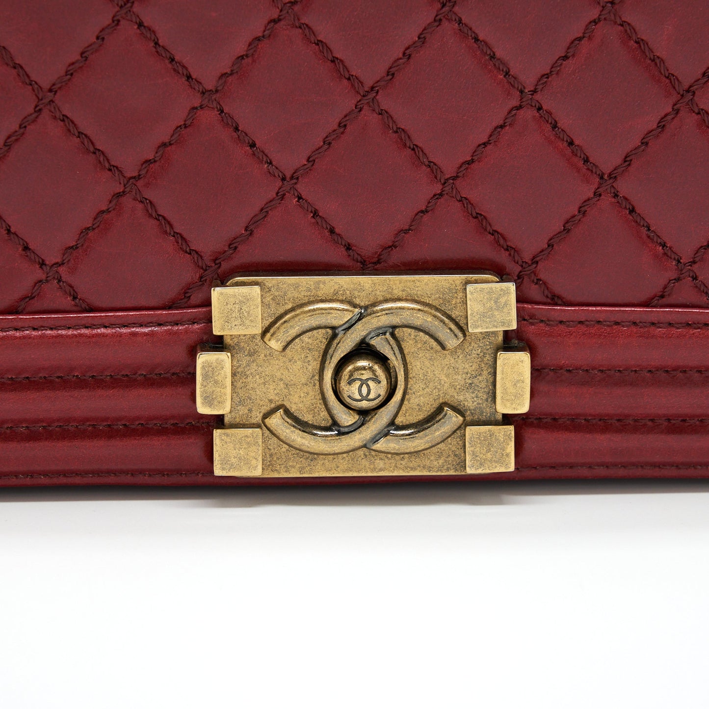 Chanel Medium Boy Bag Aged Calfskin Red With Ruthenium