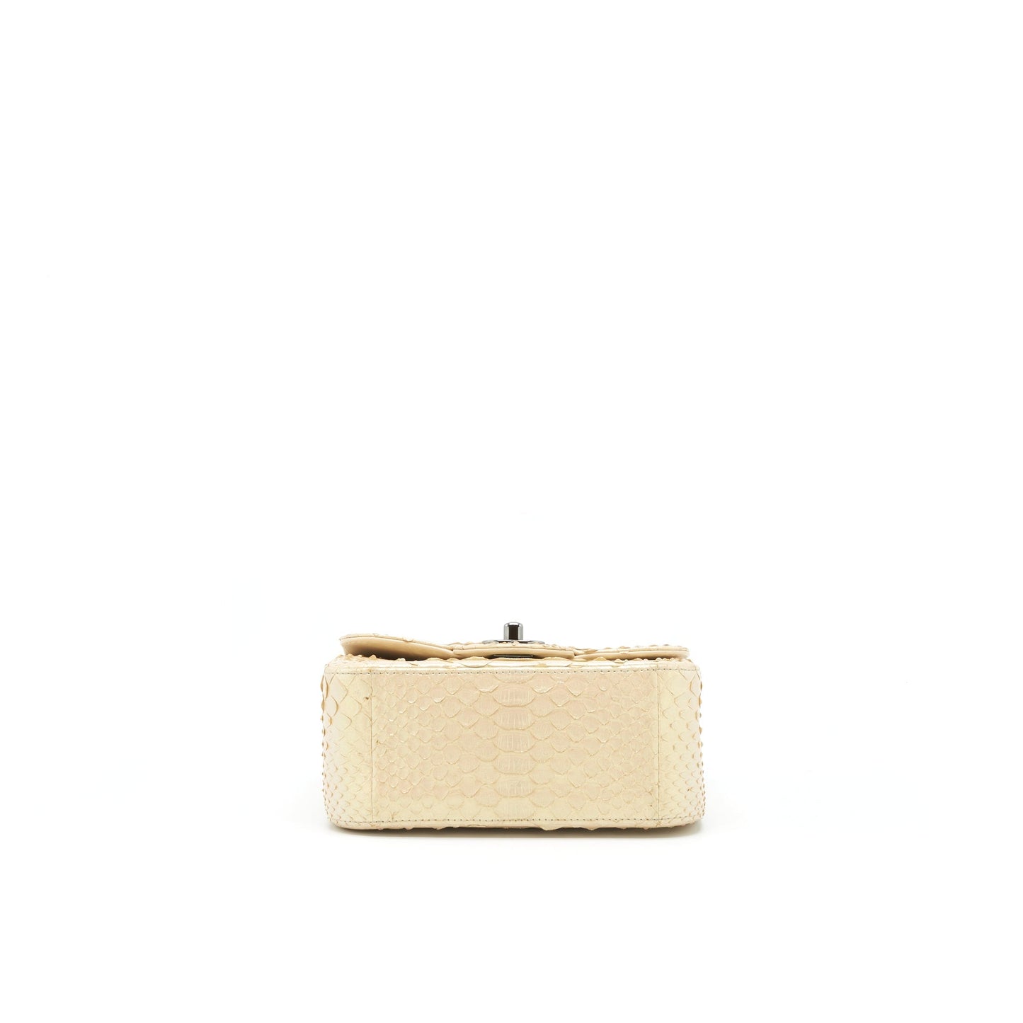 Chanel Mini Square Flap Bag Python Iridescent Light Beige
