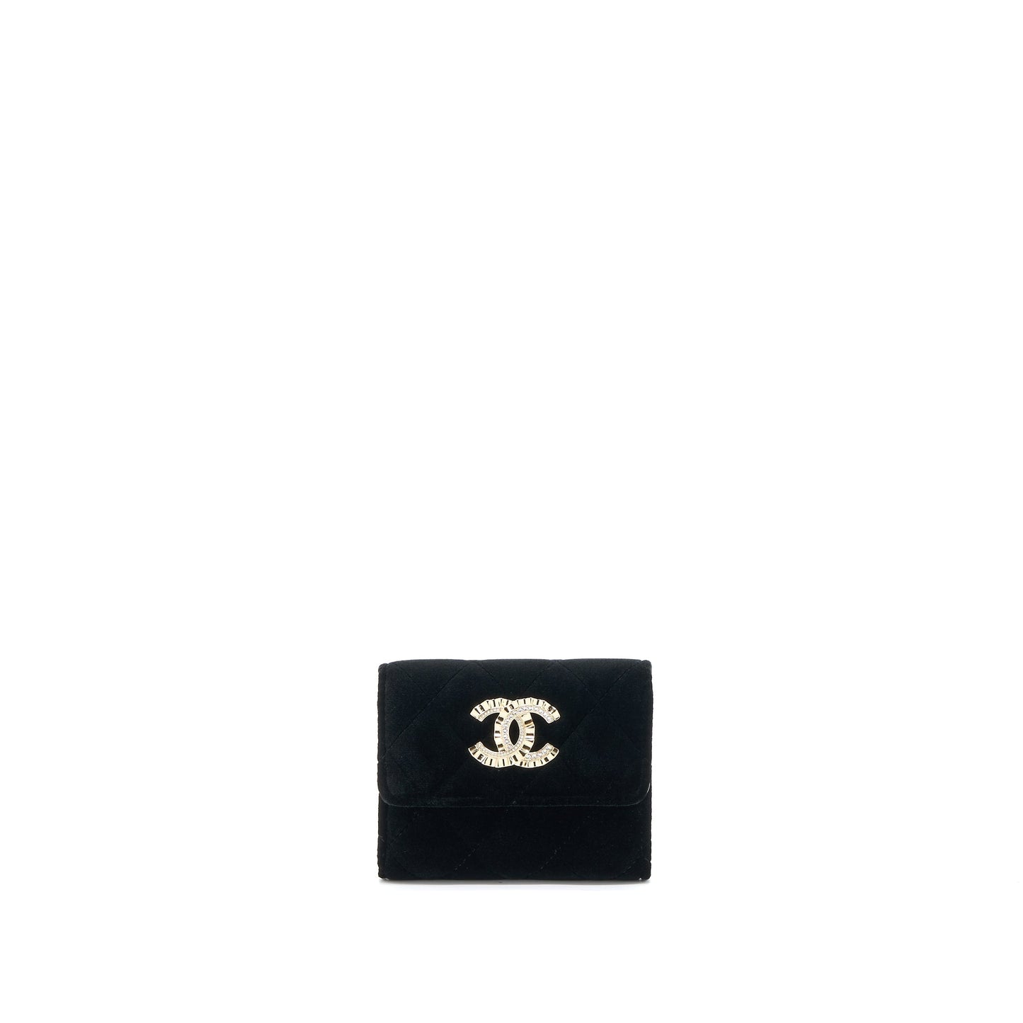 Chanel Small Flap Wallet Velvet Black L