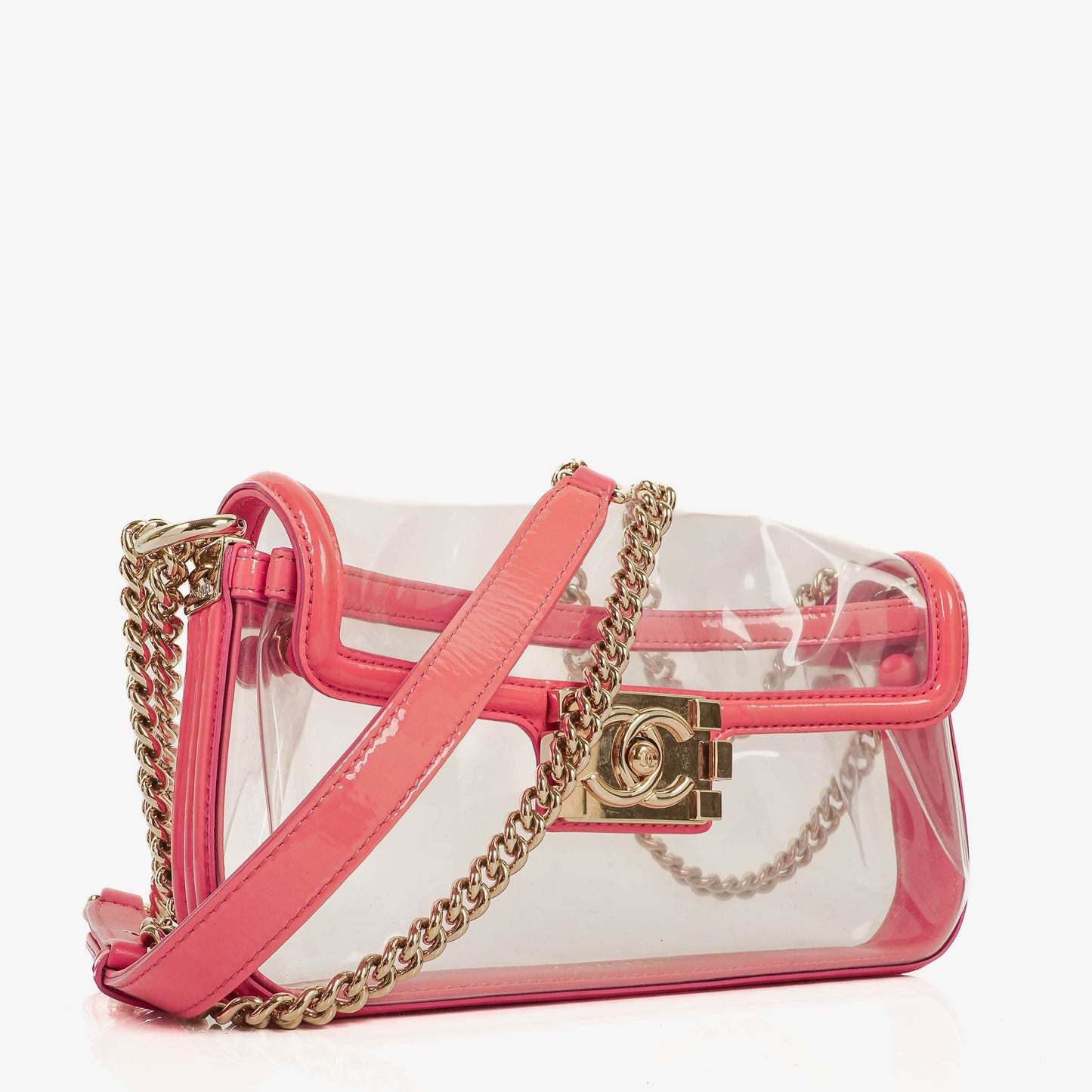 Chanel Small CC Chain Pink Vinyl And Transparent Shoulder Bag