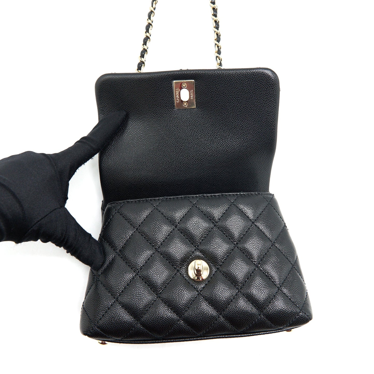 Chanel mini coco handle 20cm Caviar black with L