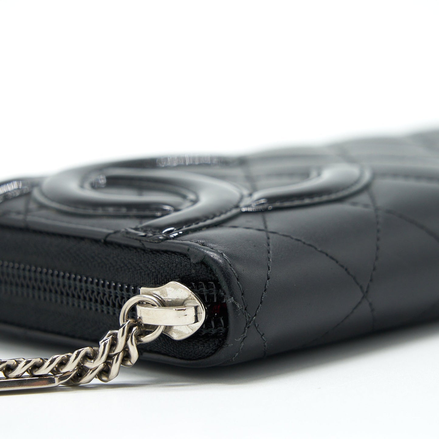Chanel Cambon Long Zipper Wallet Calfskin Black/Pink
