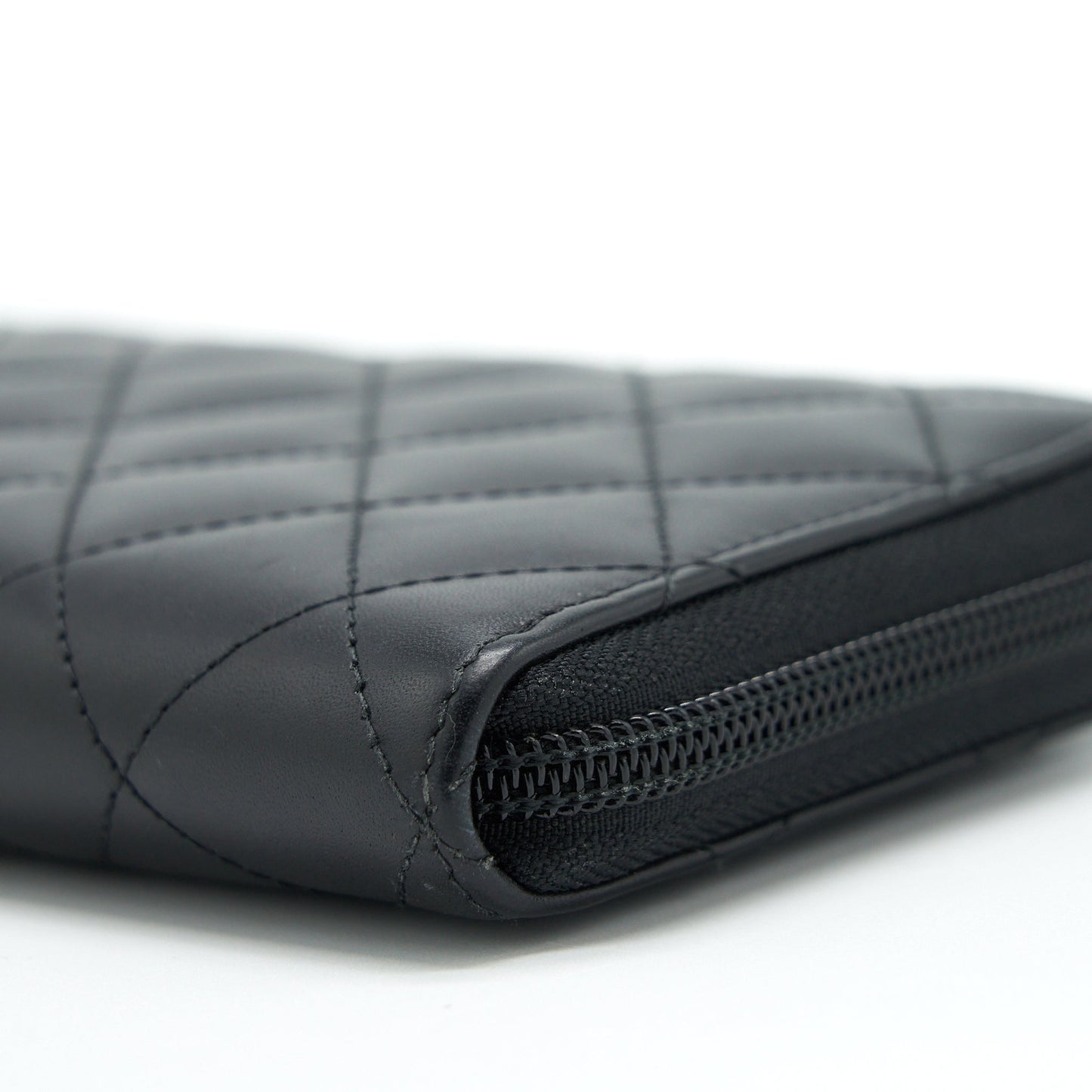 Chanel Cambon Long Zipper Wallet Calfskin Black/Pink