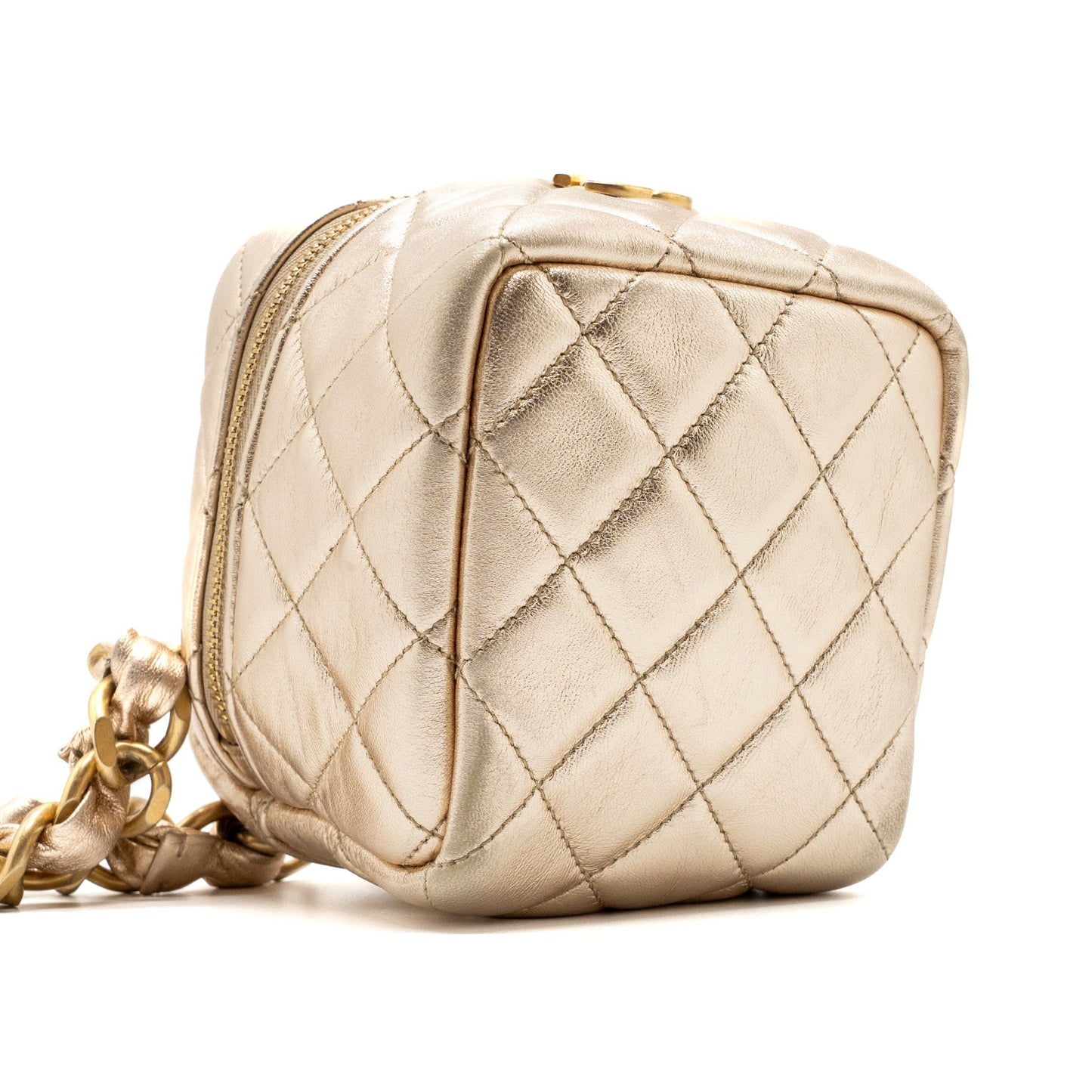 Chanel 22s Dice Purse With Chain Lambskin Gold Brushed