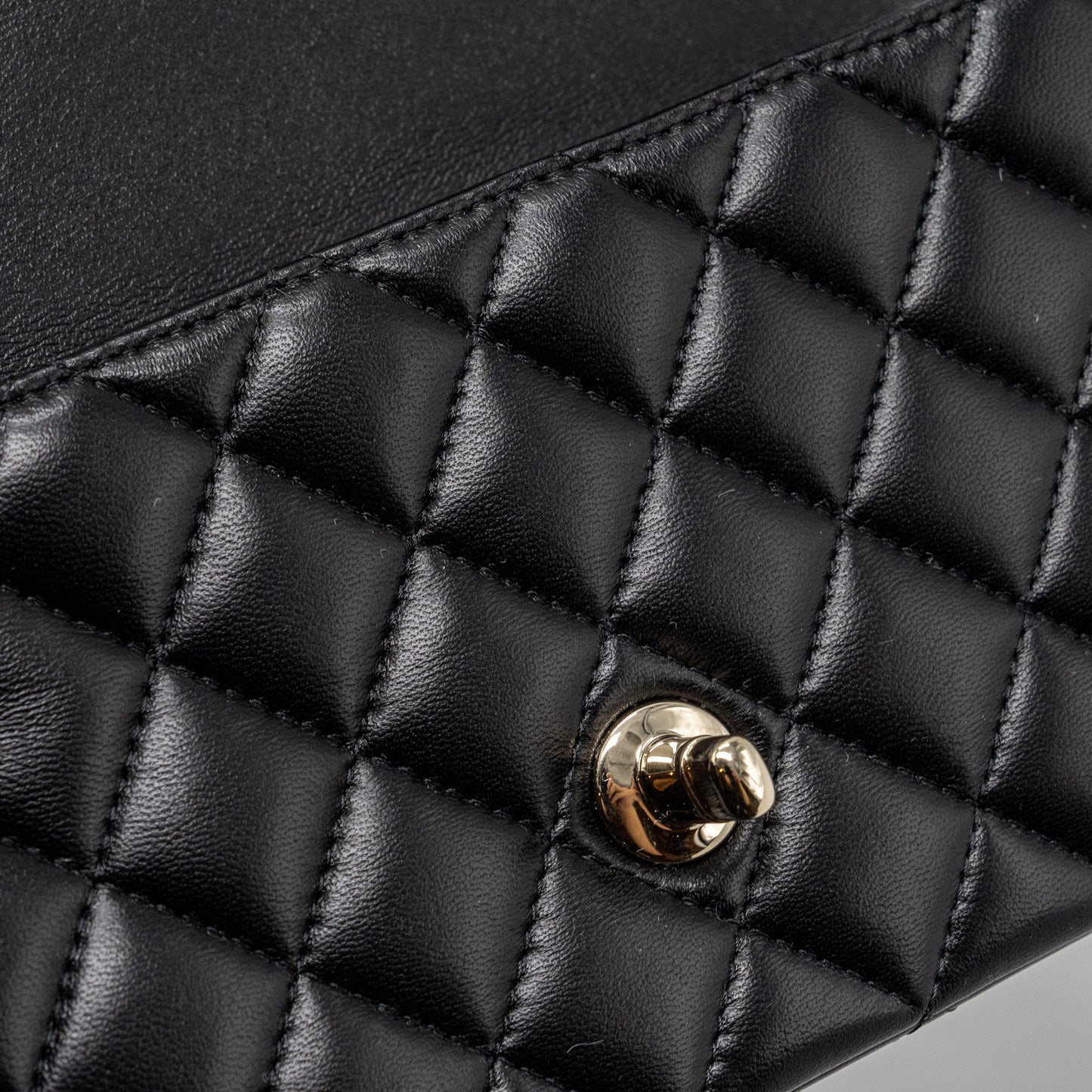 Chanel 23K Leather Chain Top Handle Mini Rectangular Flap Bag Lambskin Black L (microchip)