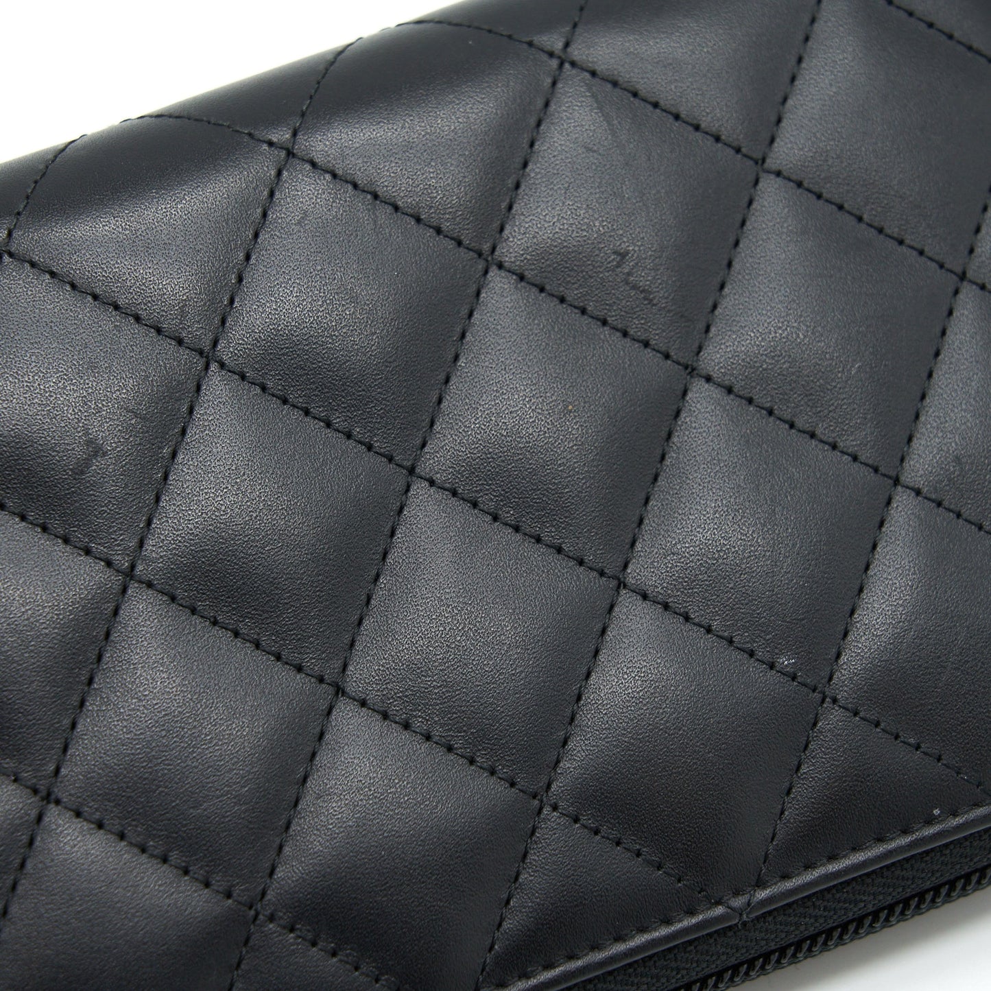 Chanel Cambon Long Zipper Wallet Calfskin Black/Pink