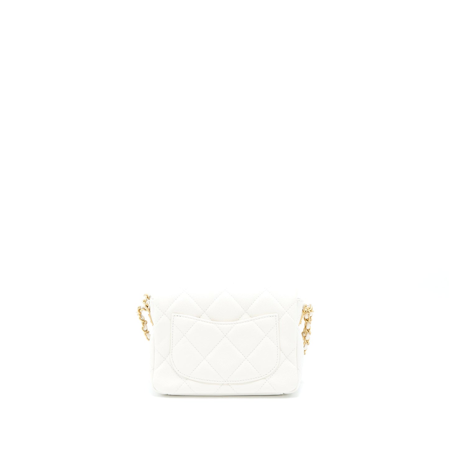 Chanel 22A Small Flap Bag Caviar White With  (Microchip)
