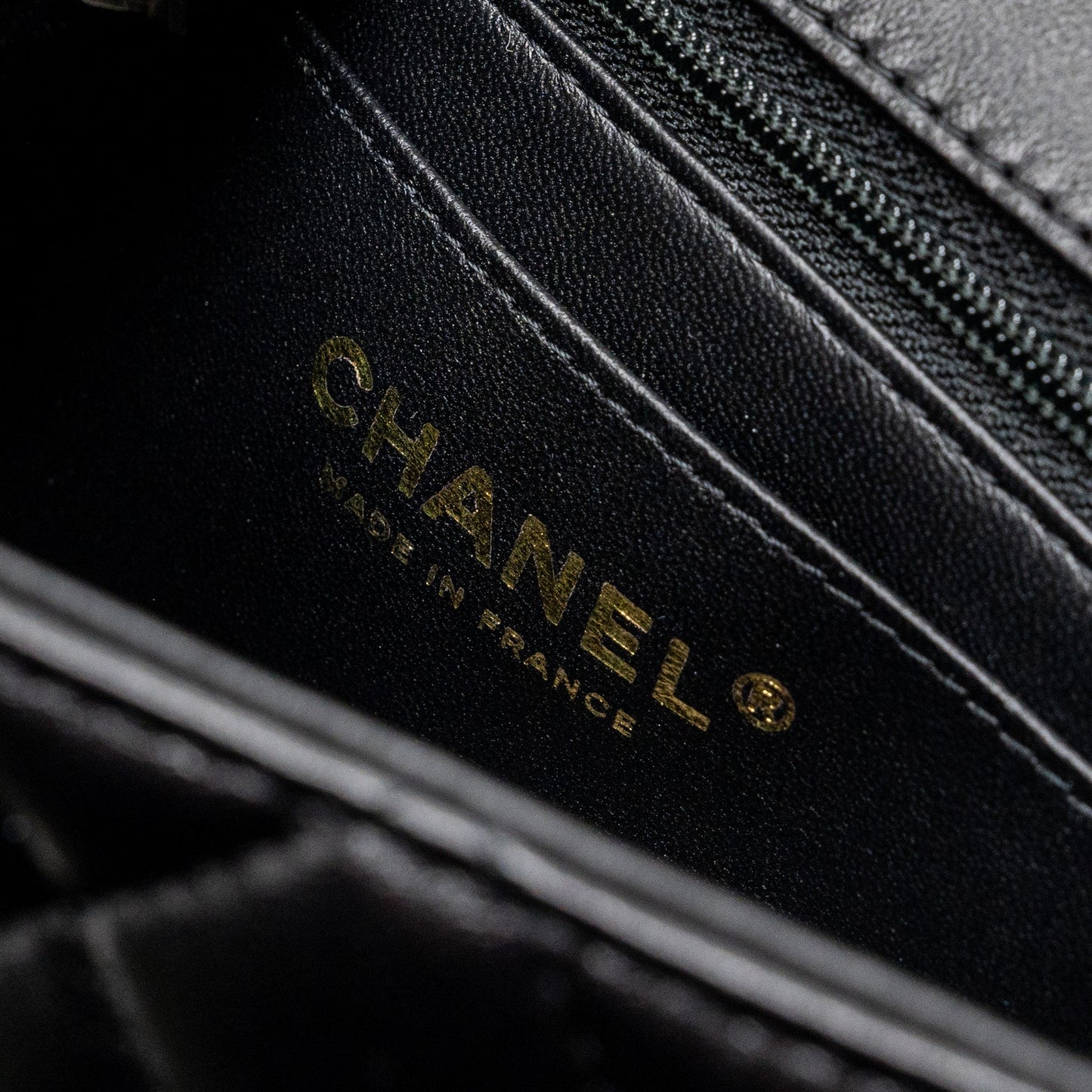Chanel 23K Leather Chain Top Handle Mini Rectangular Flap Bag Lambskin Black L (microchip)