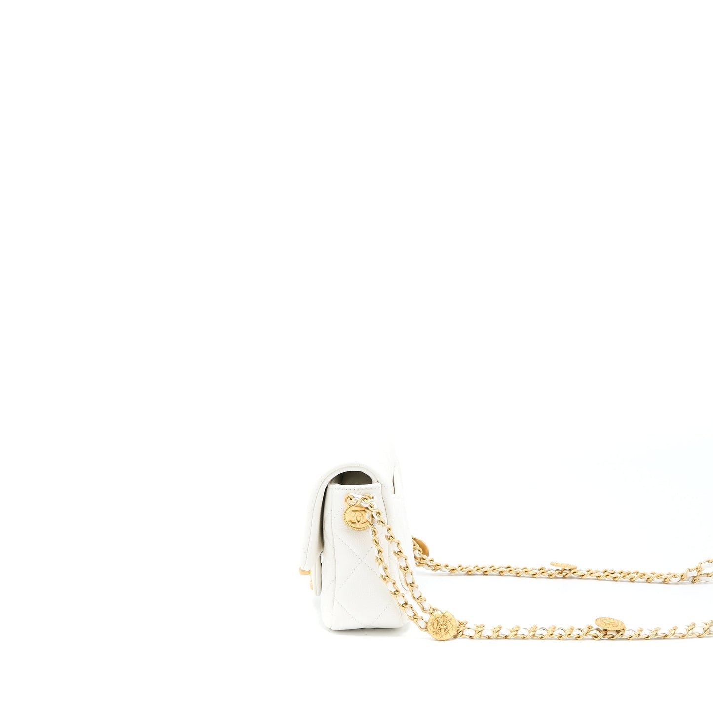Chanel 22A Small Flap Bag Caviar White With  (Microchip)
