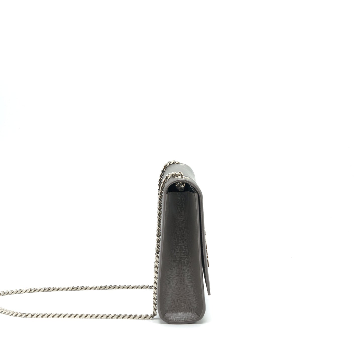 Saint Laurent() Large Monogramme Kate Chain Purse Grained Calfskin Grey