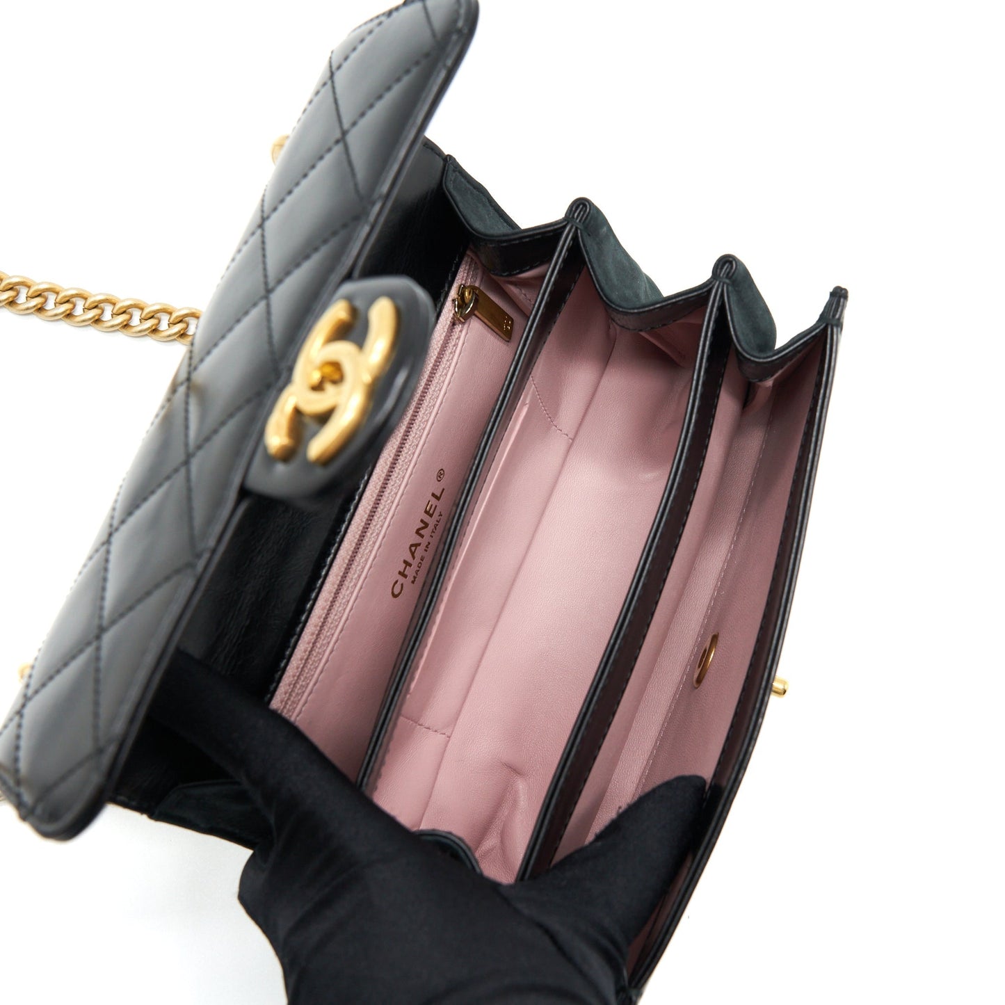 Chanel Seasonal Paris Cosmopolite Strait Lined Flap Bag Calfskin / Lambskin Black