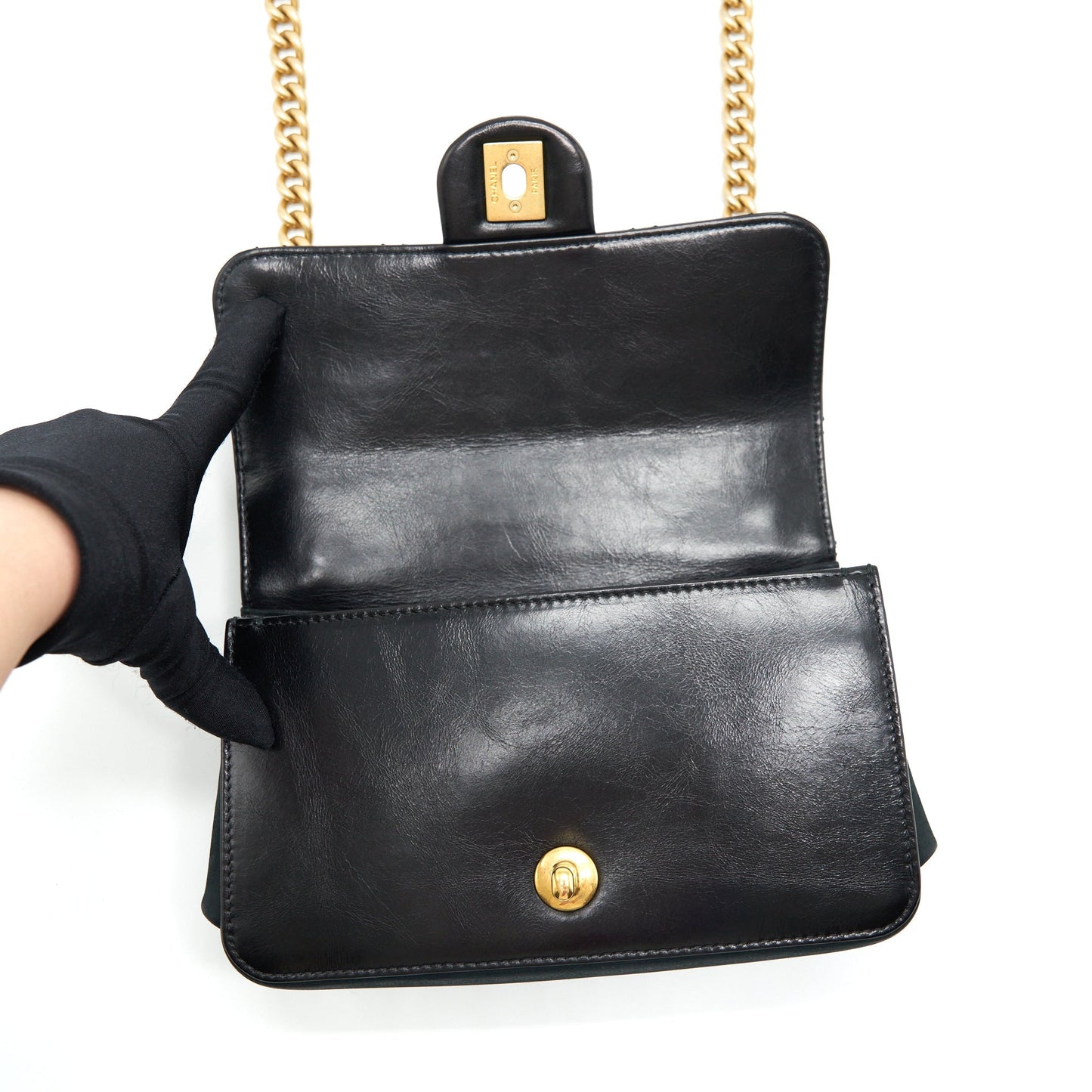 Chanel Seasonal Paris Cosmopolite Strait Lined Flap Bag Calfskin / Lambskin Black