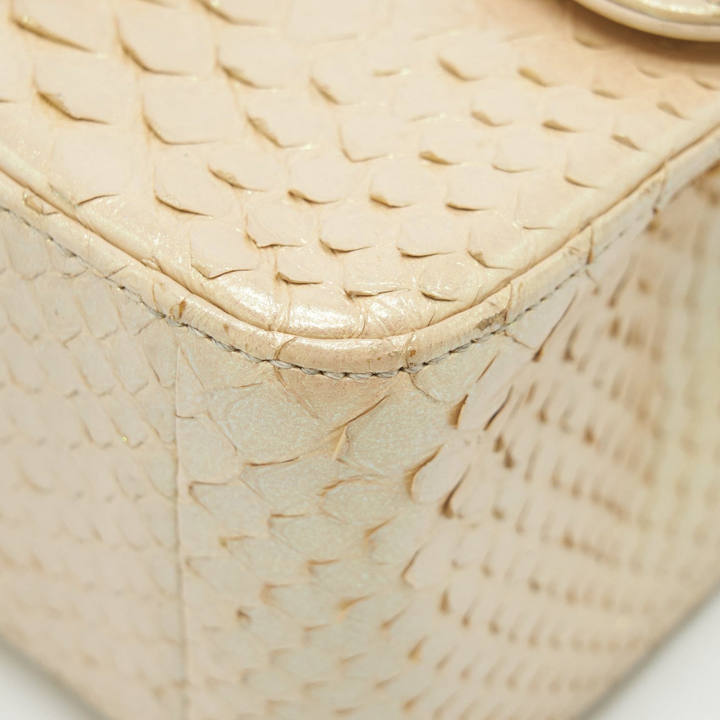 Chanel Mini Square Flap Bag Python Iridescent Light Beige