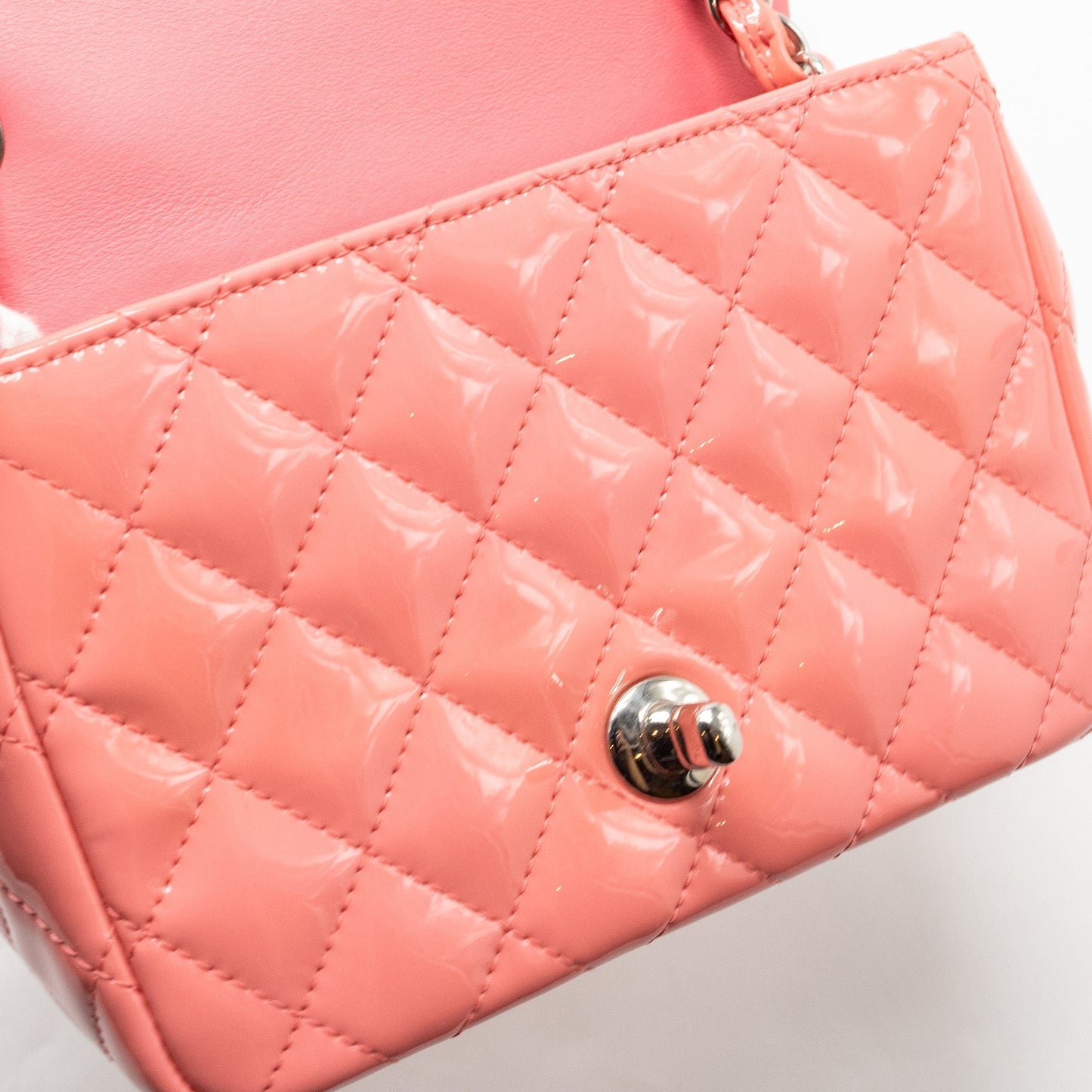 Chanel Mini Square Flap Bag Patent Pink