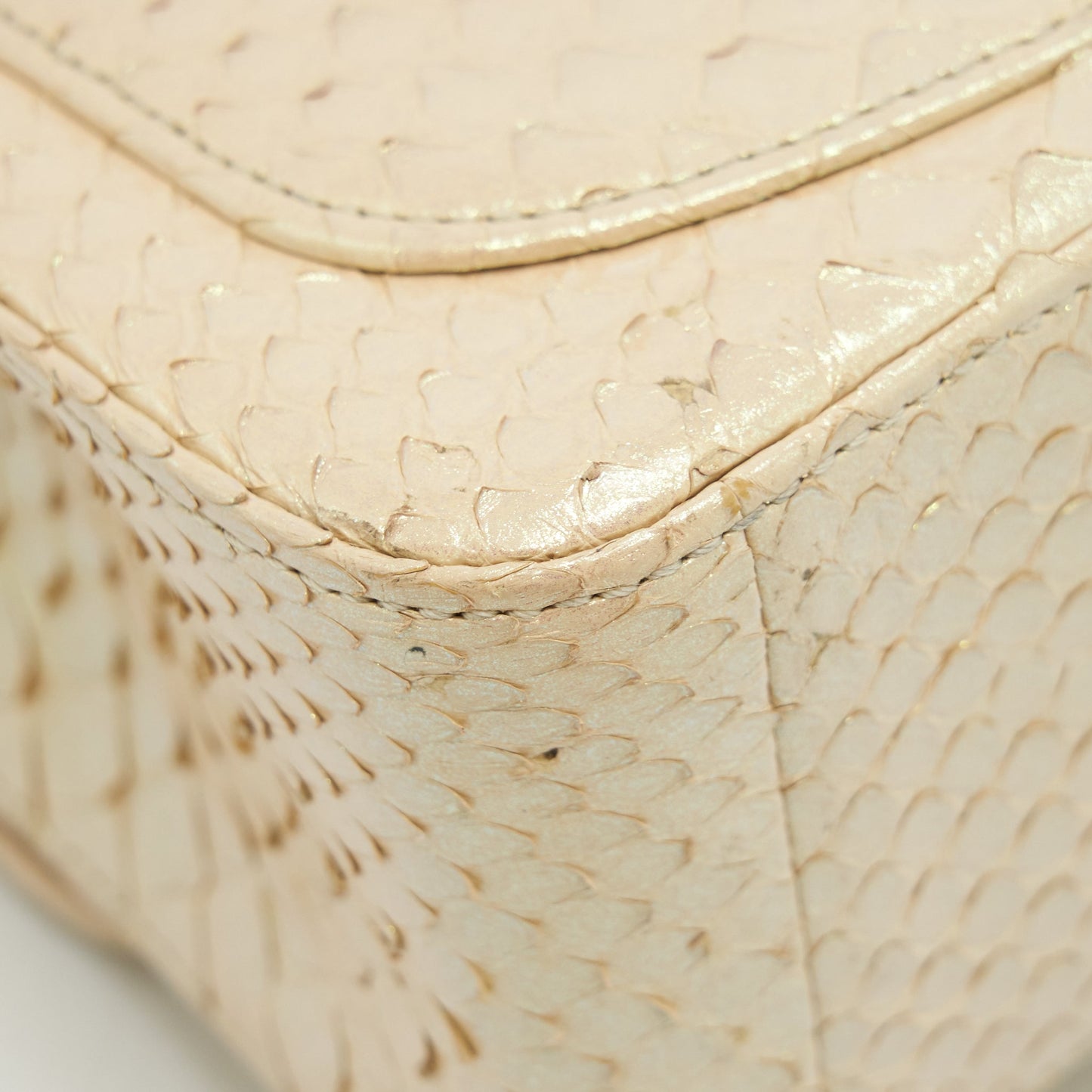 Chanel Mini Square Flap Bag Python Iridescent Light Beige