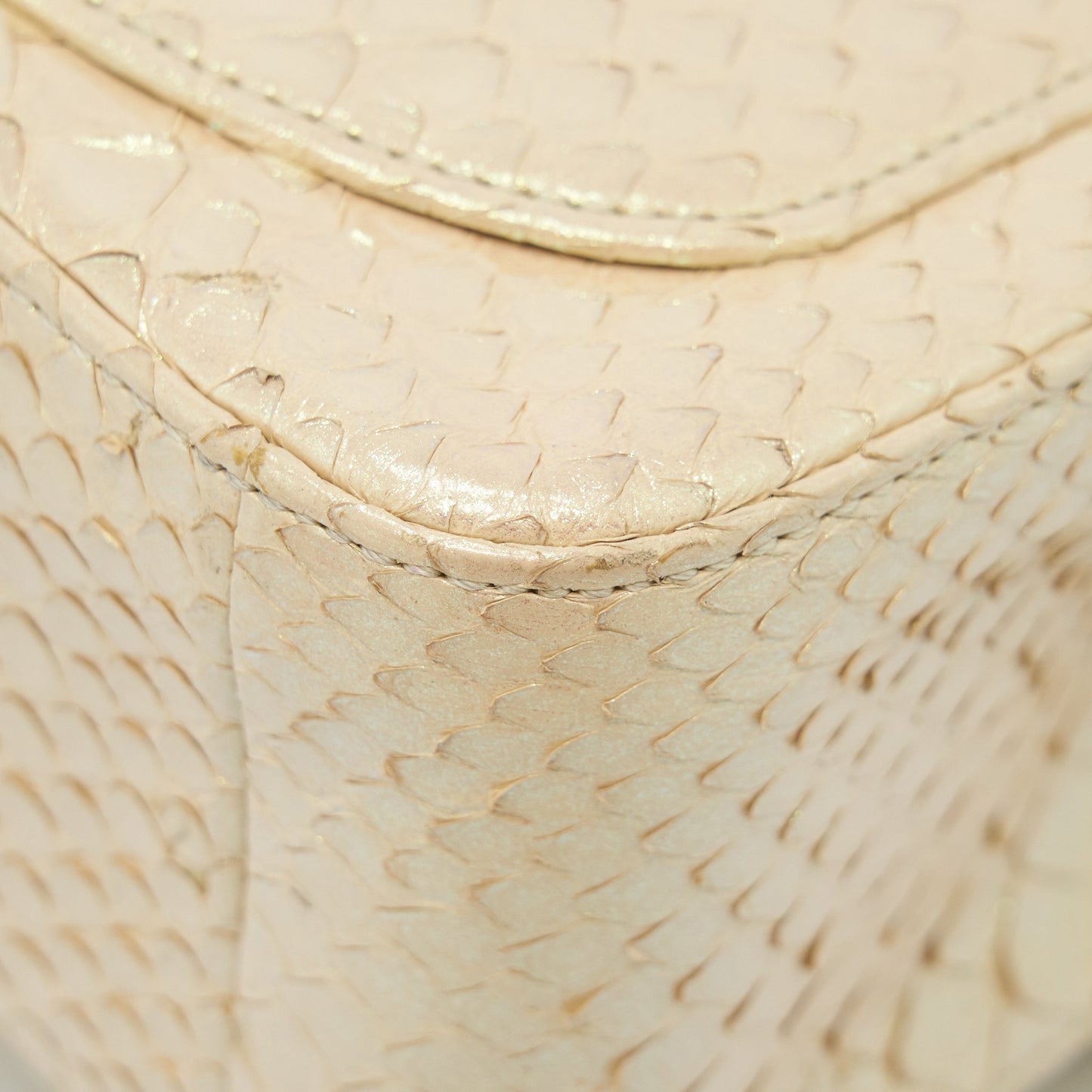 Chanel Mini Square Flap Bag Python Iridescent Light Beige