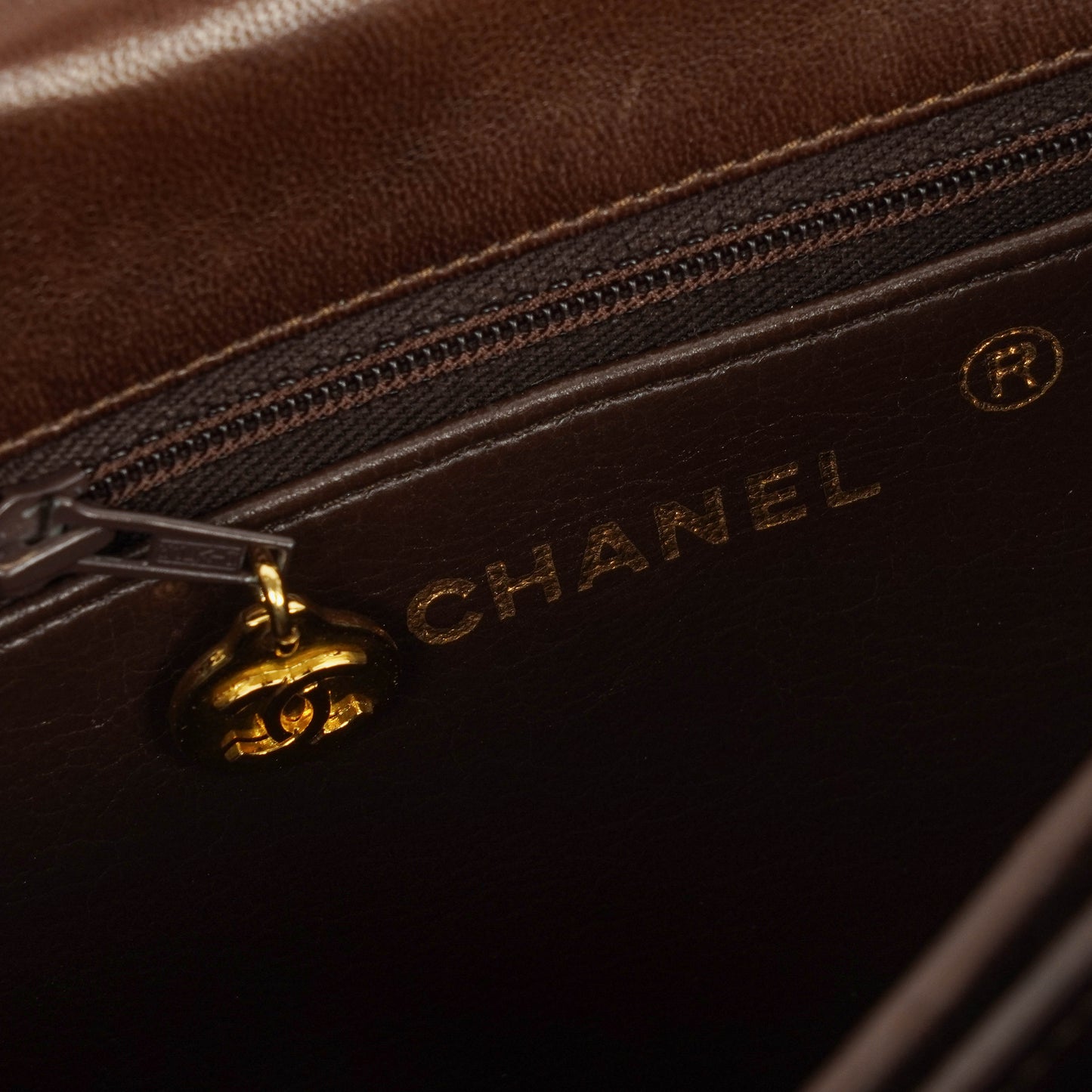 Chanel Half-Moon Flap Bag Brown Quilted Lambskin 24K Gold-Plated Hardware