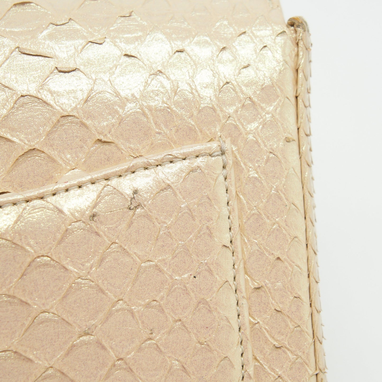 Chanel Mini Square Flap Bag Python Iridescent Light Beige