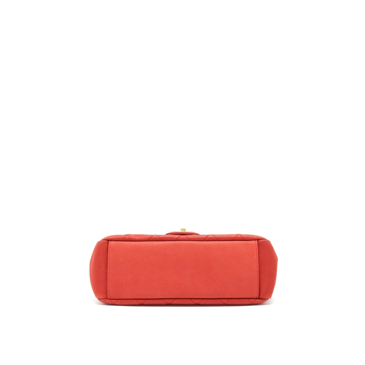 Chanel top handle rectangular flap bag grained calfskin red