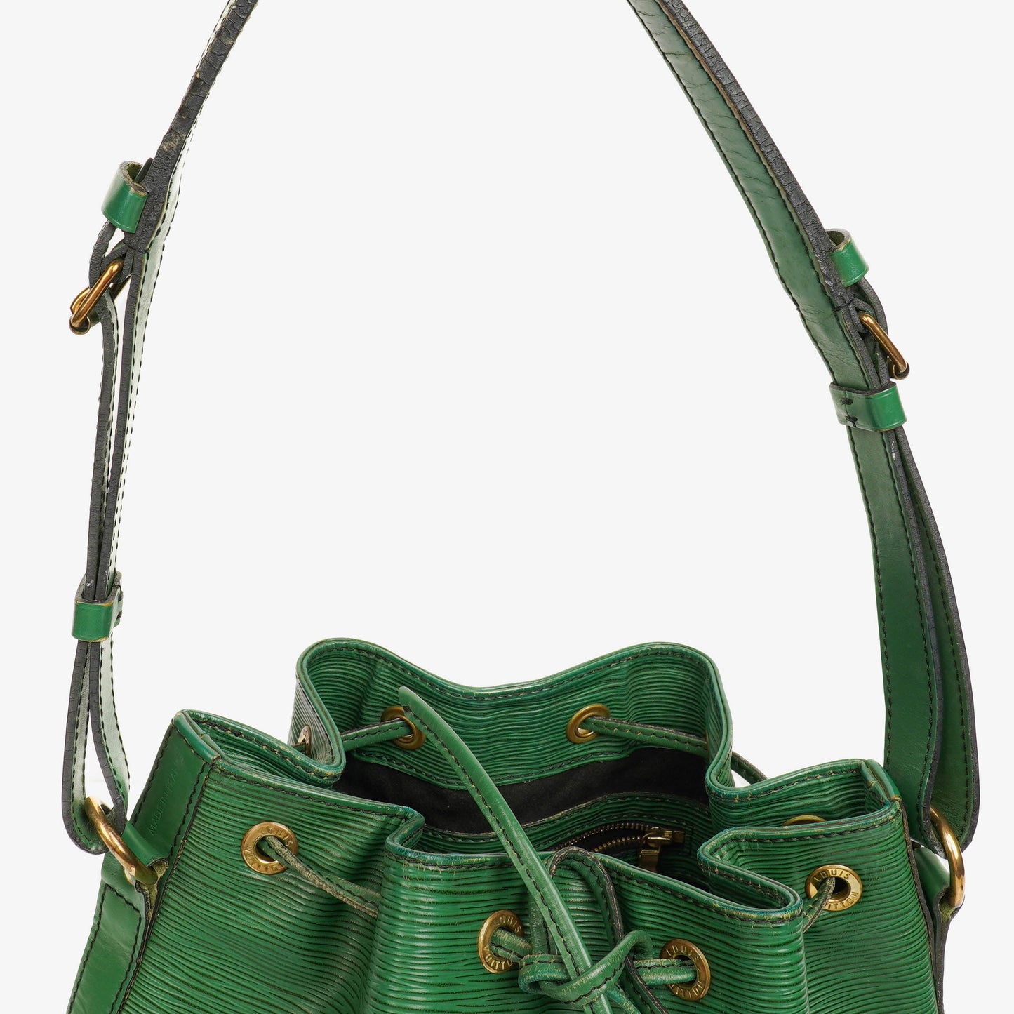 Authentic Louis Vuitton Petit Noe Green EPI Leather Shoulder Bag