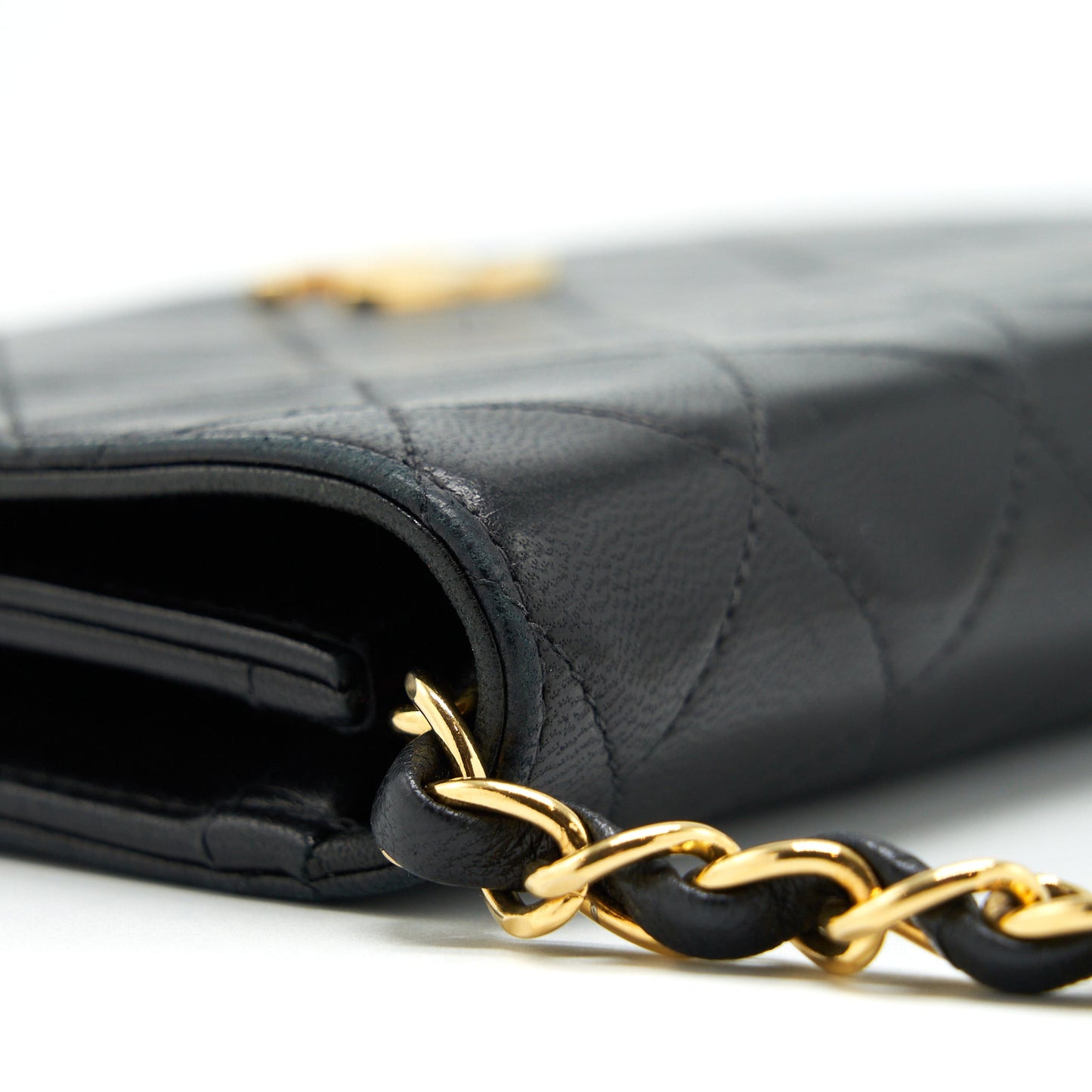 Chanel  Quilted Flap Chain Wallet Black