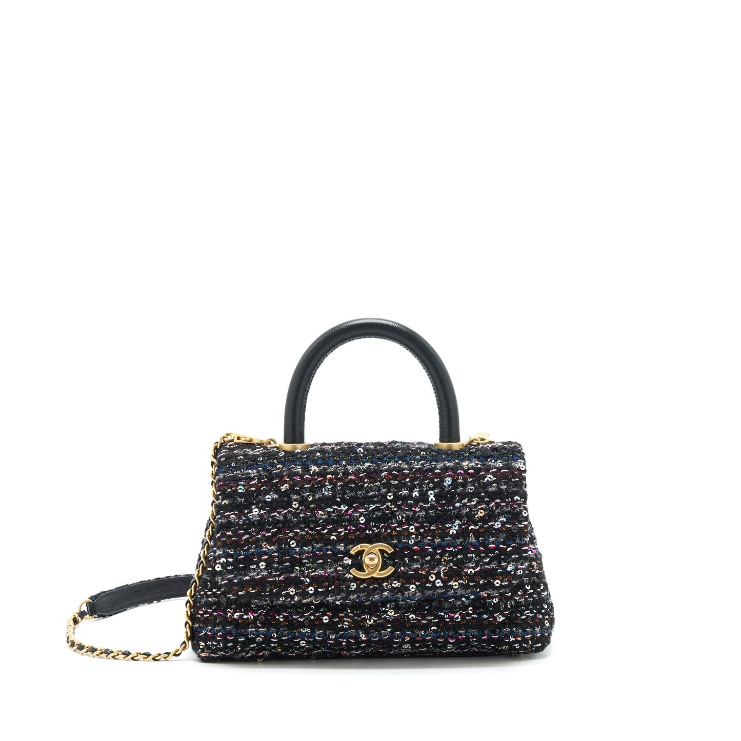 Chanel small tweed coco handle 24cm black