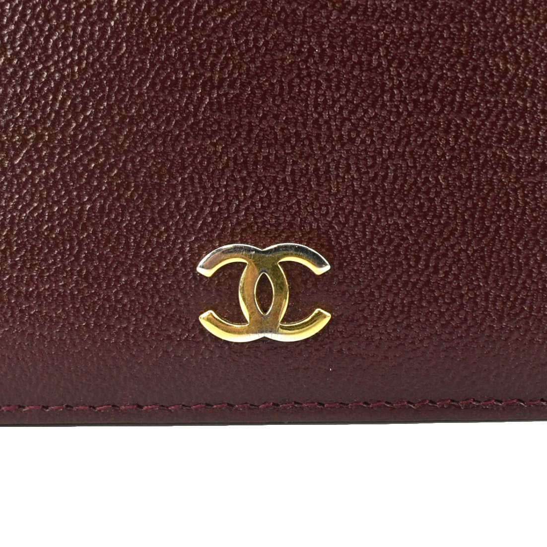 CHANEL  L-Yen Leather Wallet Burgundy