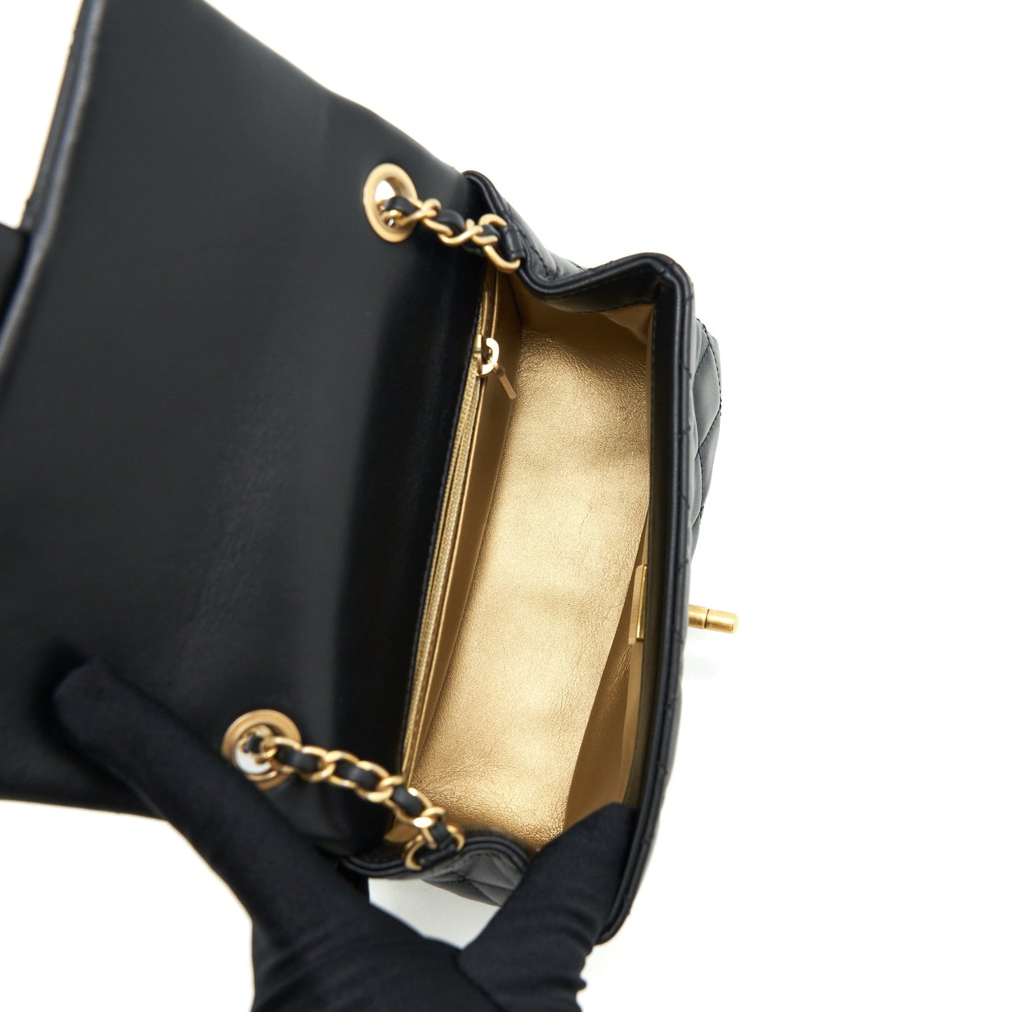 Chanel Mini Square Pearl Crush Lambskin Black