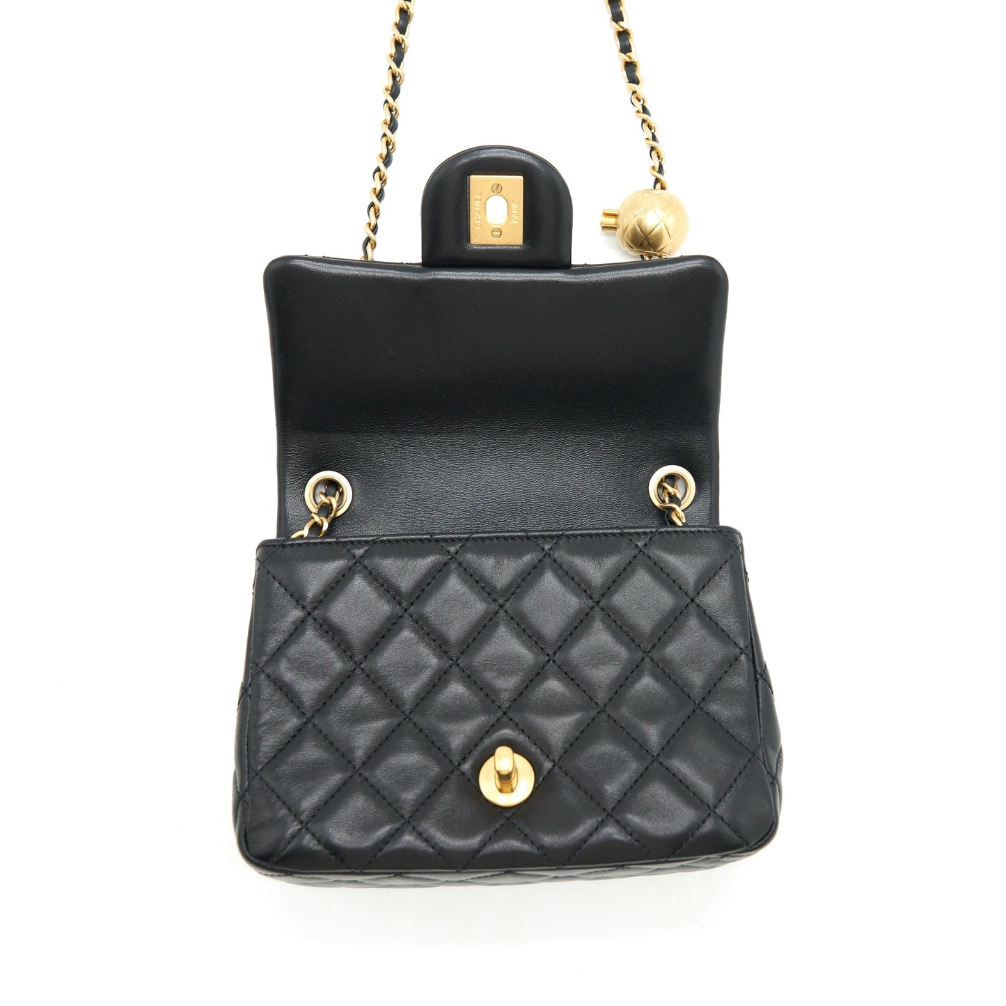 Chanel Mini Square Pearl Crush Lambskin Black