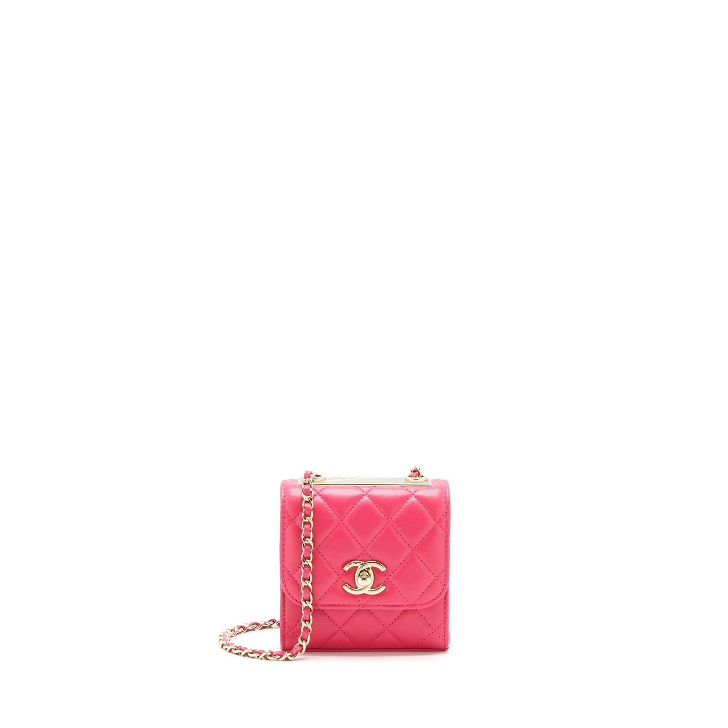 Chanel mini trendy cc chain wallet lambskin hot pink L