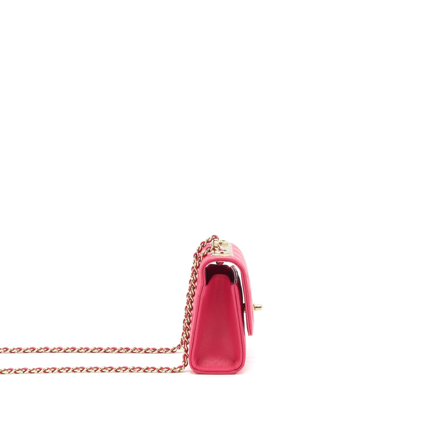 Chanel mini trendy cc chain wallet lambskin hot pink L