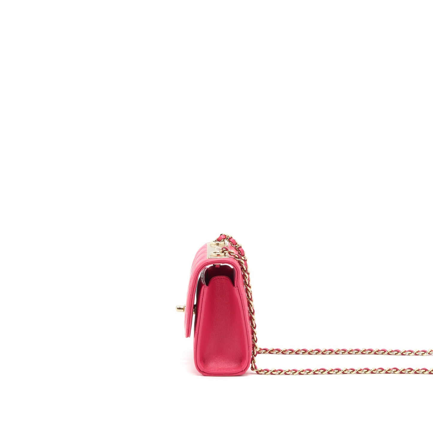 Chanel mini trendy cc chain wallet lambskin hot pink L
