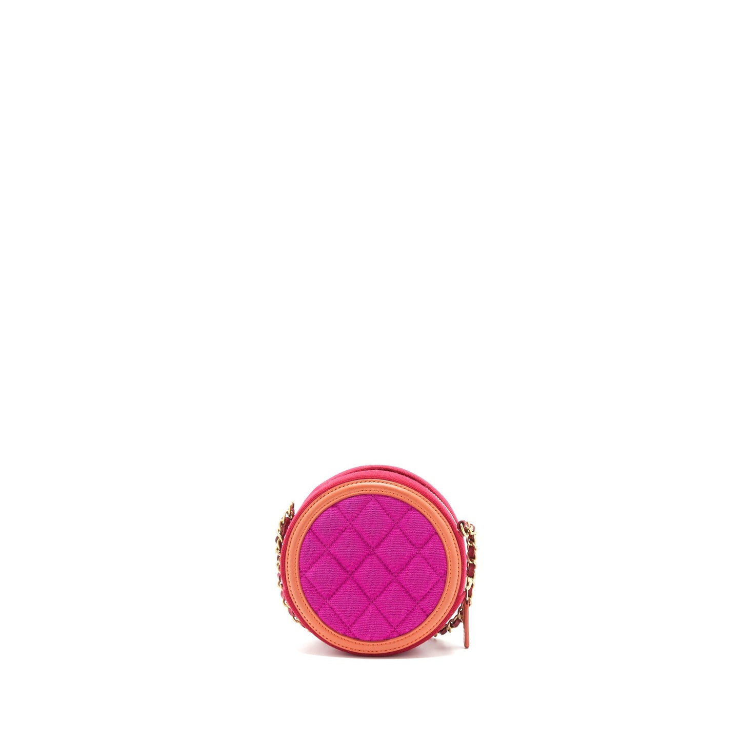 Chanel mini round Vanity with Chain Fabric Multi colour