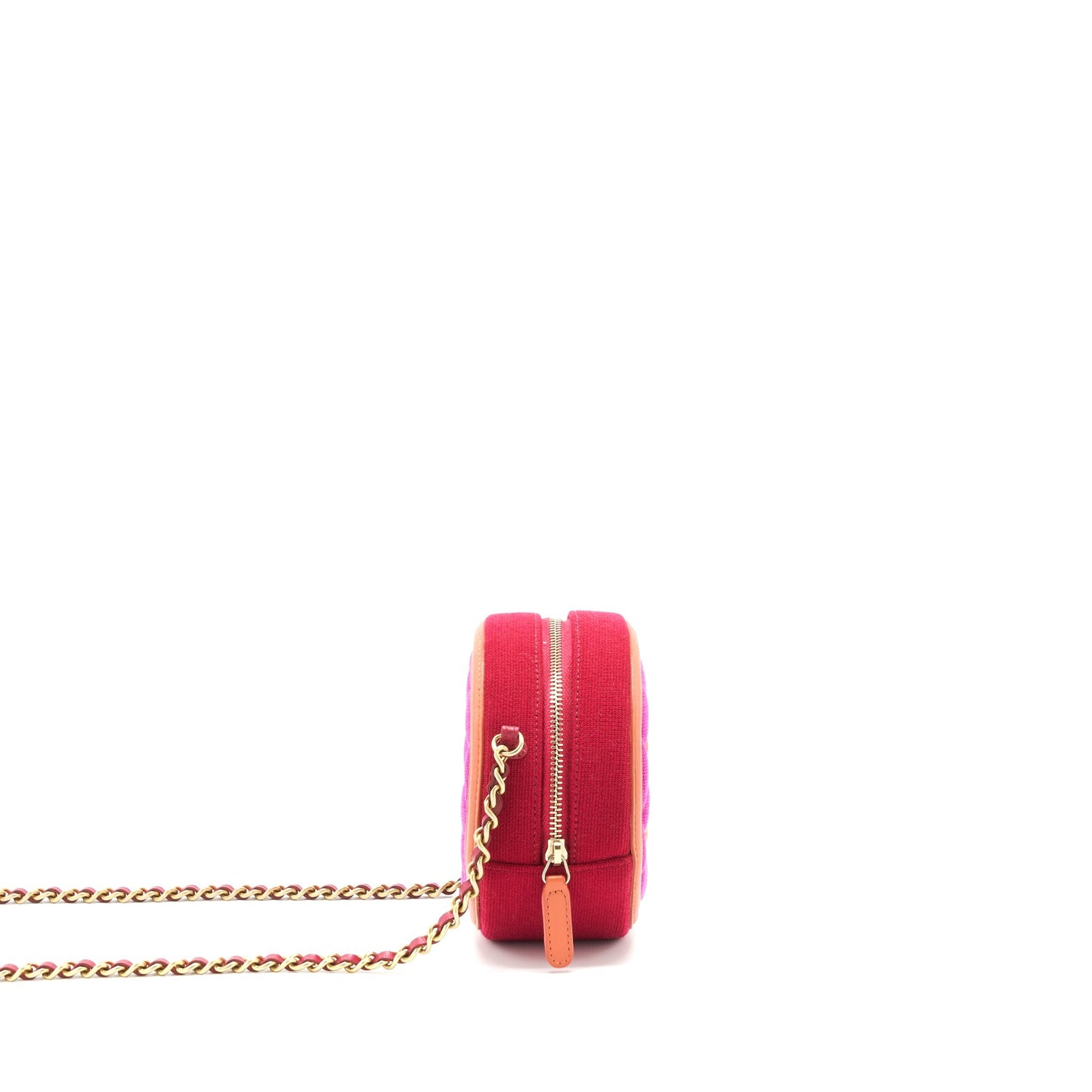 Chanel mini round Vanity with Chain Fabric Multi colour