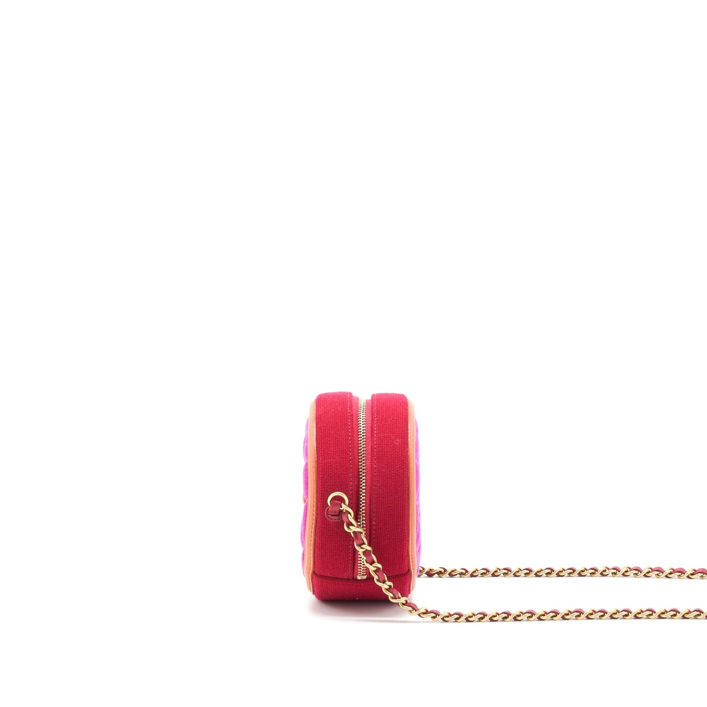 Chanel mini round Vanity with Chain Fabric Multi colour