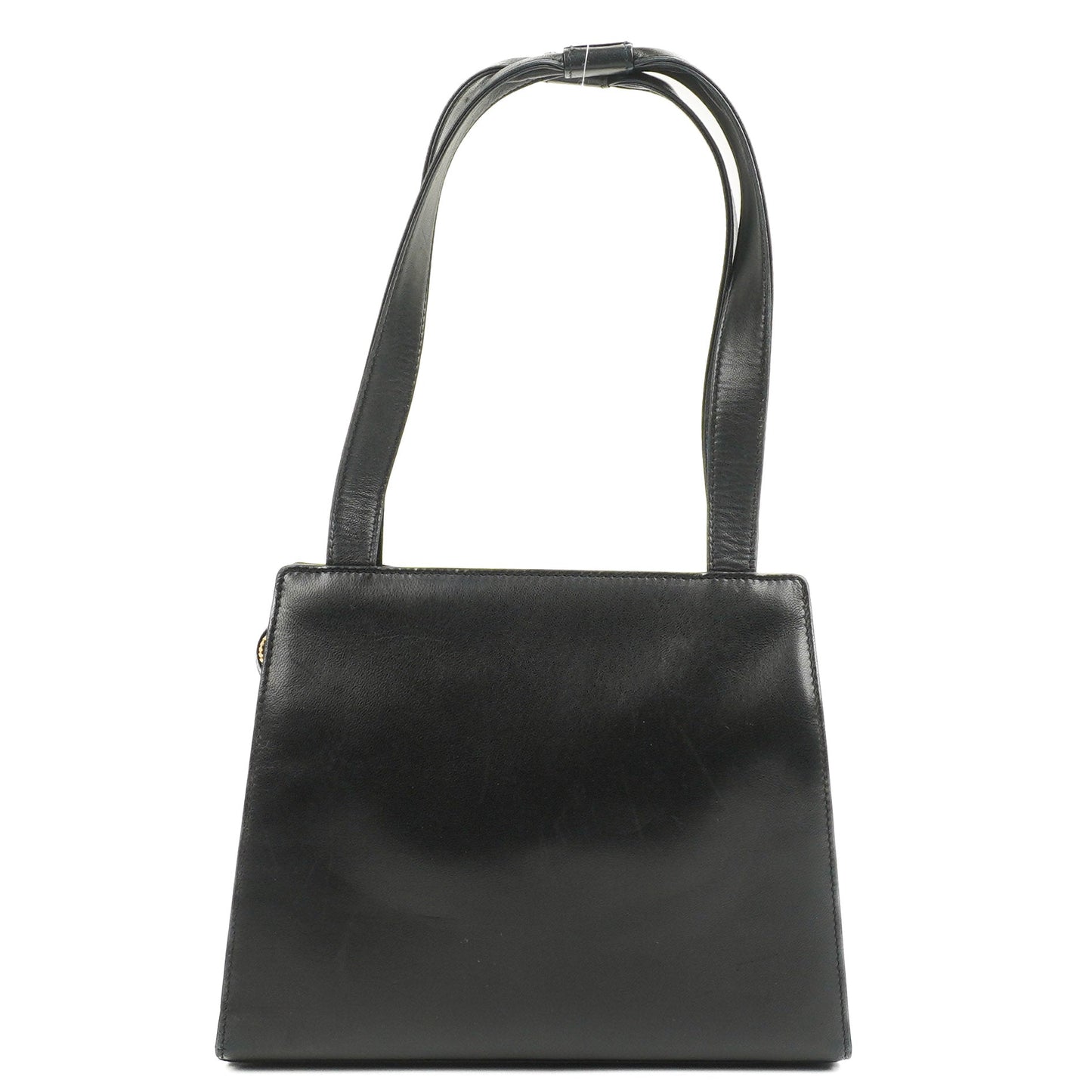Chanel Black Leather Camellia Top Handle Bag