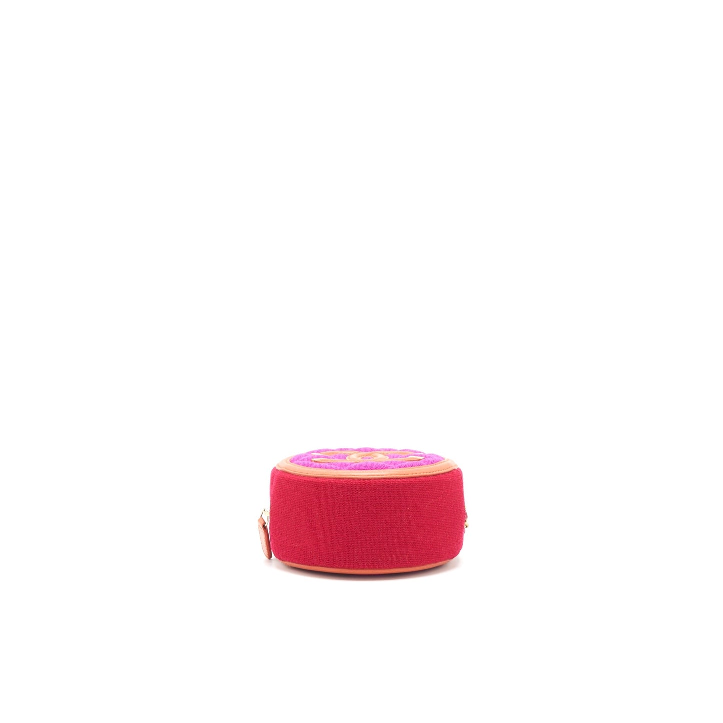 Chanel mini round Vanity with Chain Fabric Multi colour