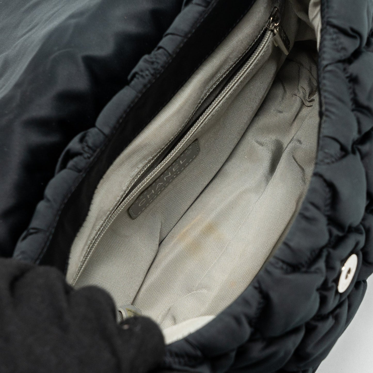 Chanel quilted flap shoulder bag nylon black
