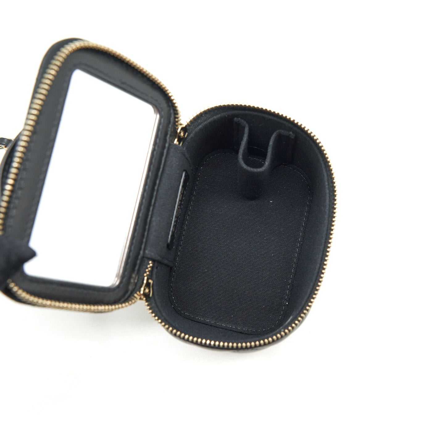 Chanel 22P Top Handle Mini Vanity With Chain With Mirror Inside Lambskin Black L