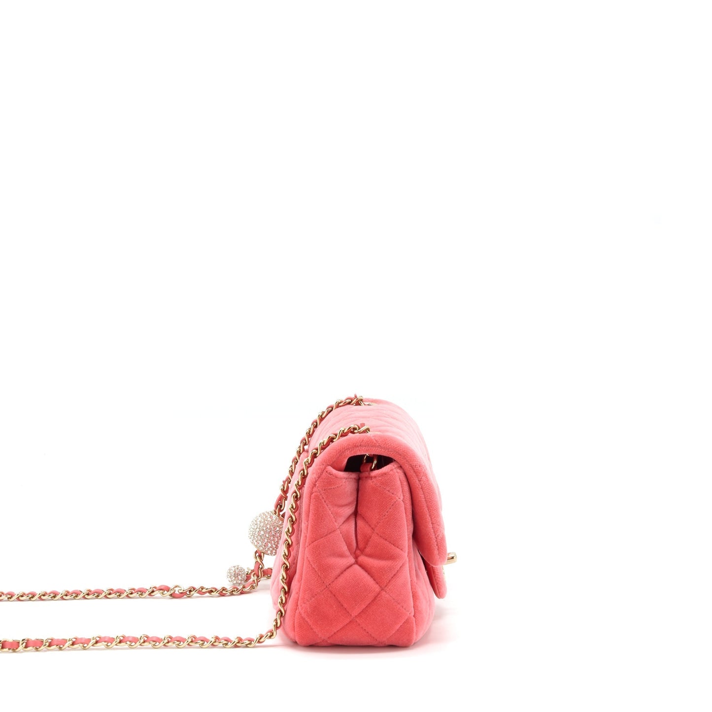 Chanel Pearl Crush Mini Square Flap Bag Velvet Pink